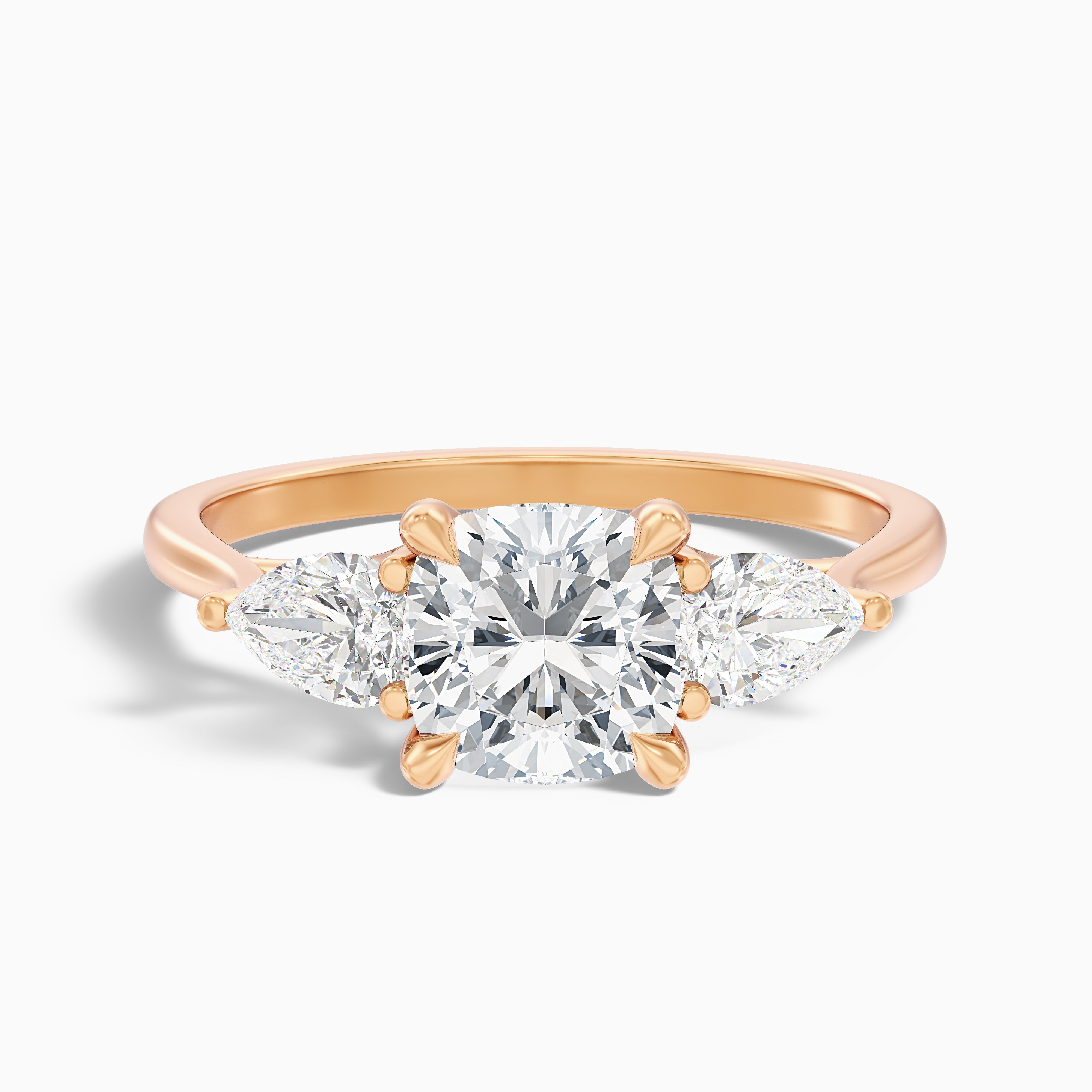 Shop Three Stone Cushion Lab Grown Diamond Ring Online