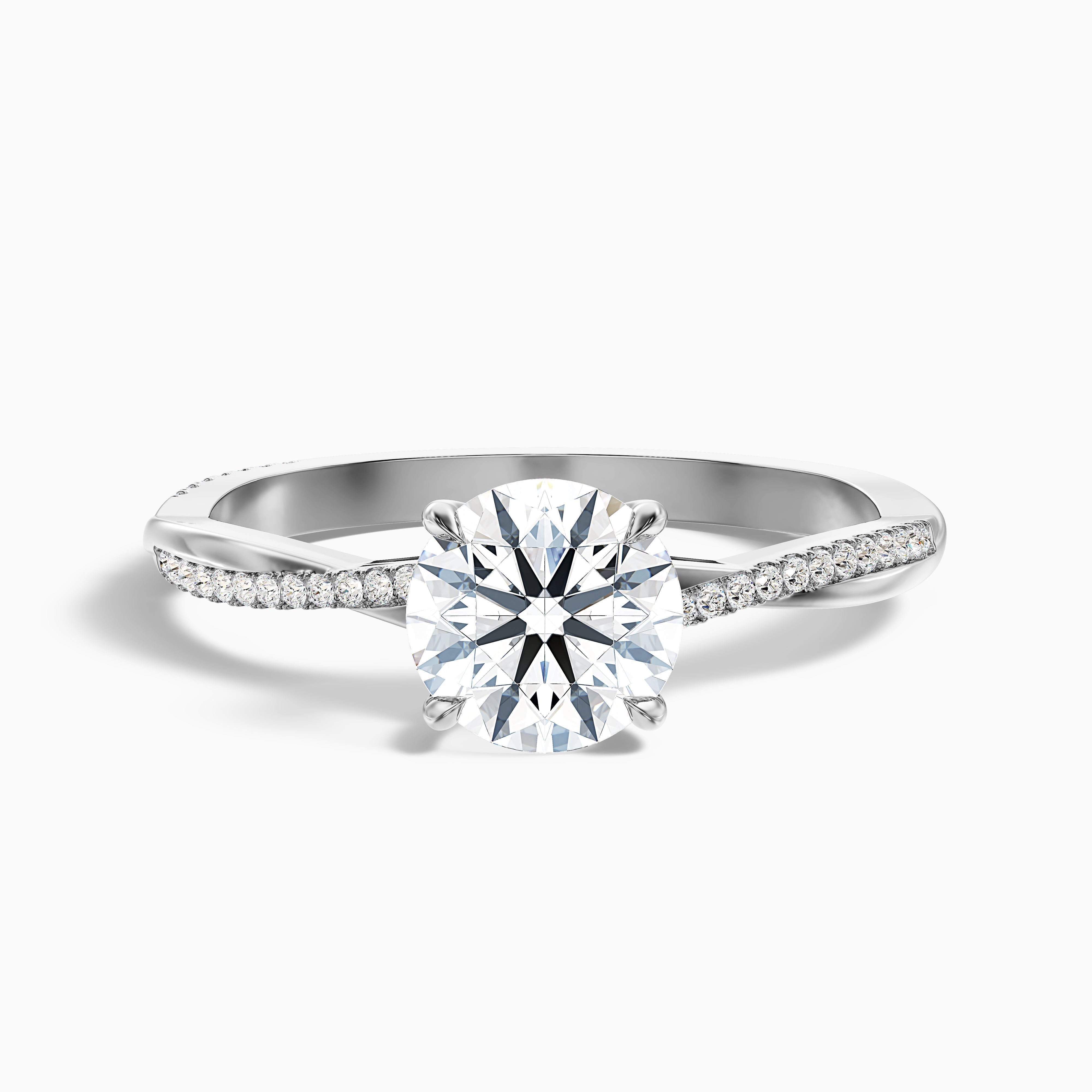 Alexandra Round Twisted Pave Side Stone Moissanite Ring