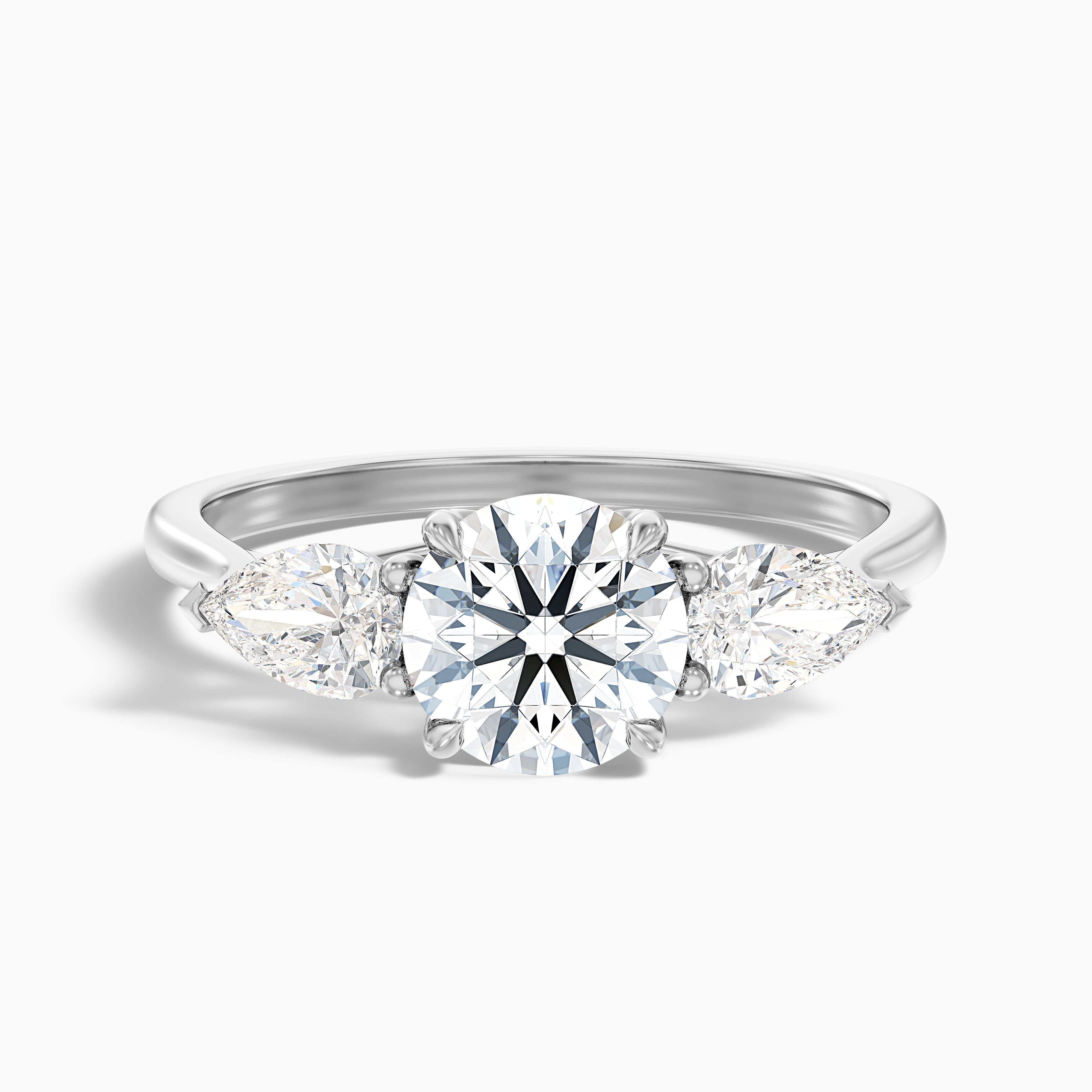 Anastasia Round Three Stone With Pear Moissanite Ring