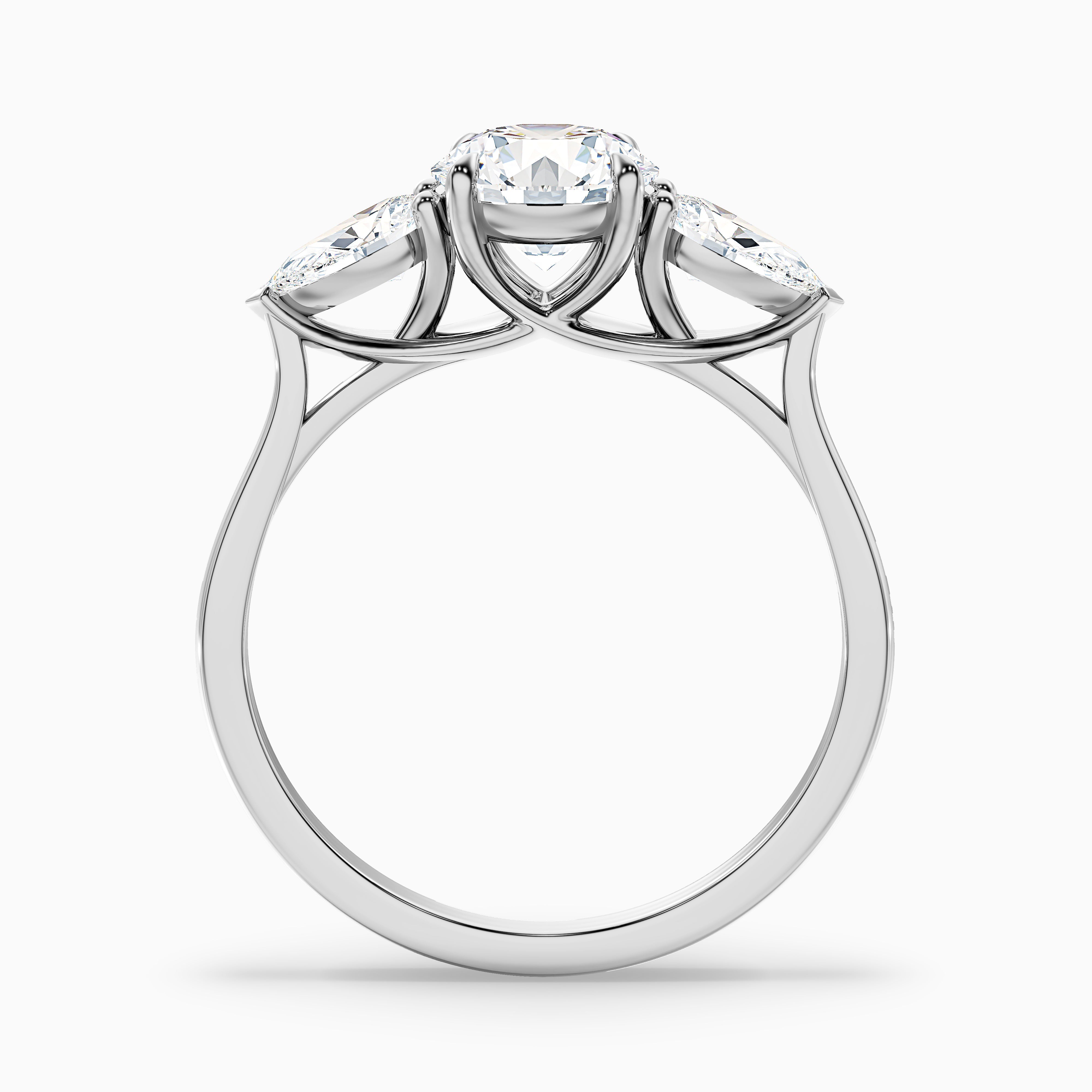 Anastasia Round Three Stone With Pear Moissanite Ring