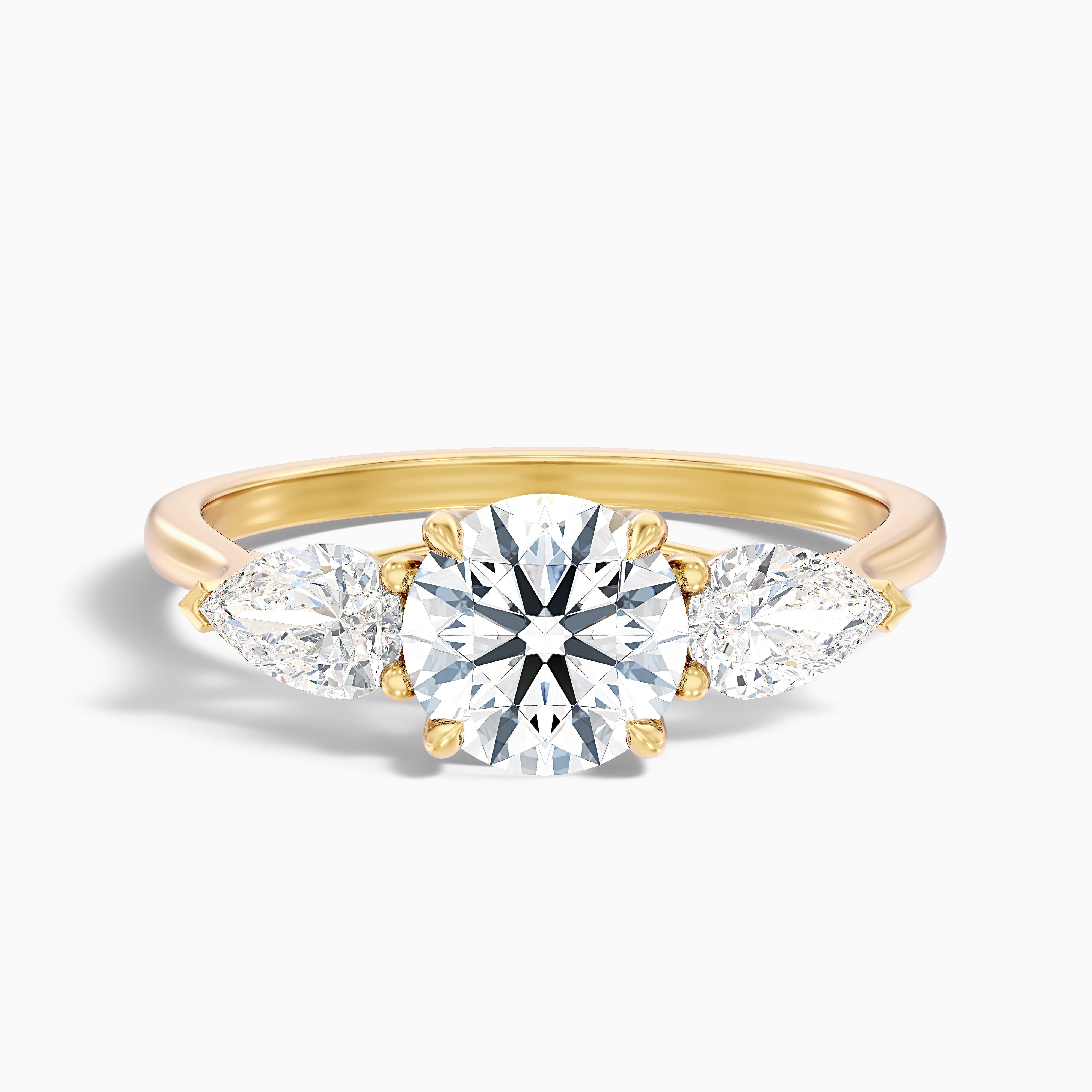 Anastasia Round Three Stone With Pear Moissanite Ring