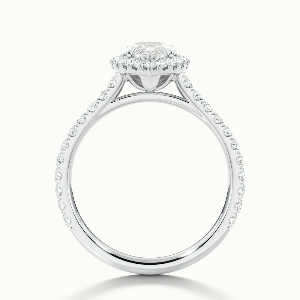 Marissa Marquise Pave Halo Diamond Ring in White Gold and Platinum, Available in Lab-Grown Diamond and Moissanite