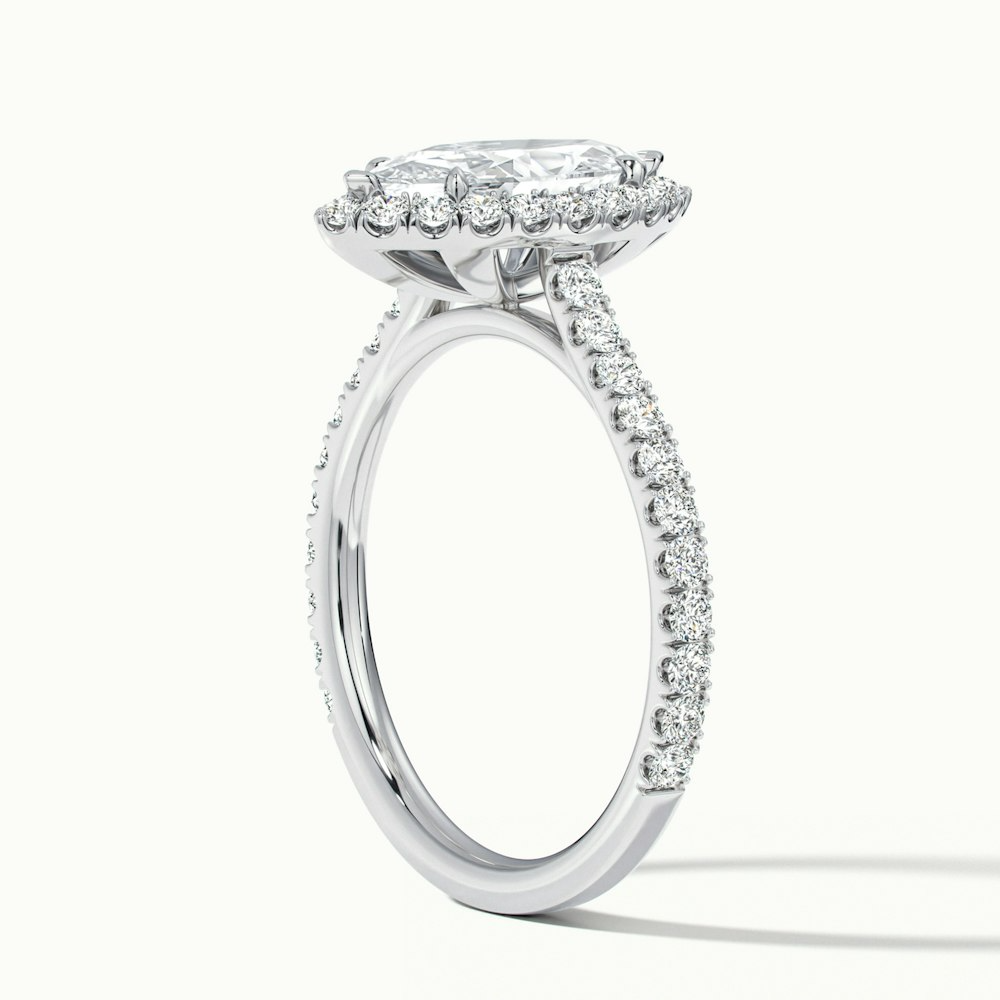 Marissa Marquise Pave Halo Diamond Ring in White Gold and Platinum with Lab-Grown Diamond and Moissanite Options