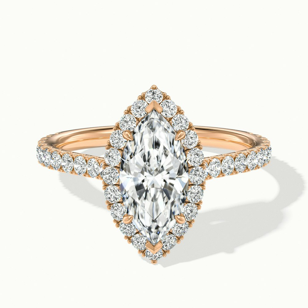 Marissa Marquise Pave Halo Diamond Ring in Rose Gold with Lab-Grown Diamond and Moissanite Option