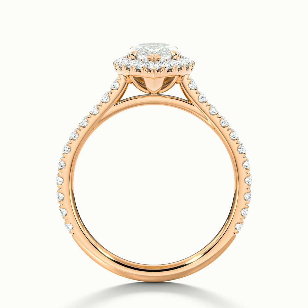 Marissa Marquise Pave Halo Diamond Ring in Rose Gold Featuring Lab-Grown Diamonds and Moissanite