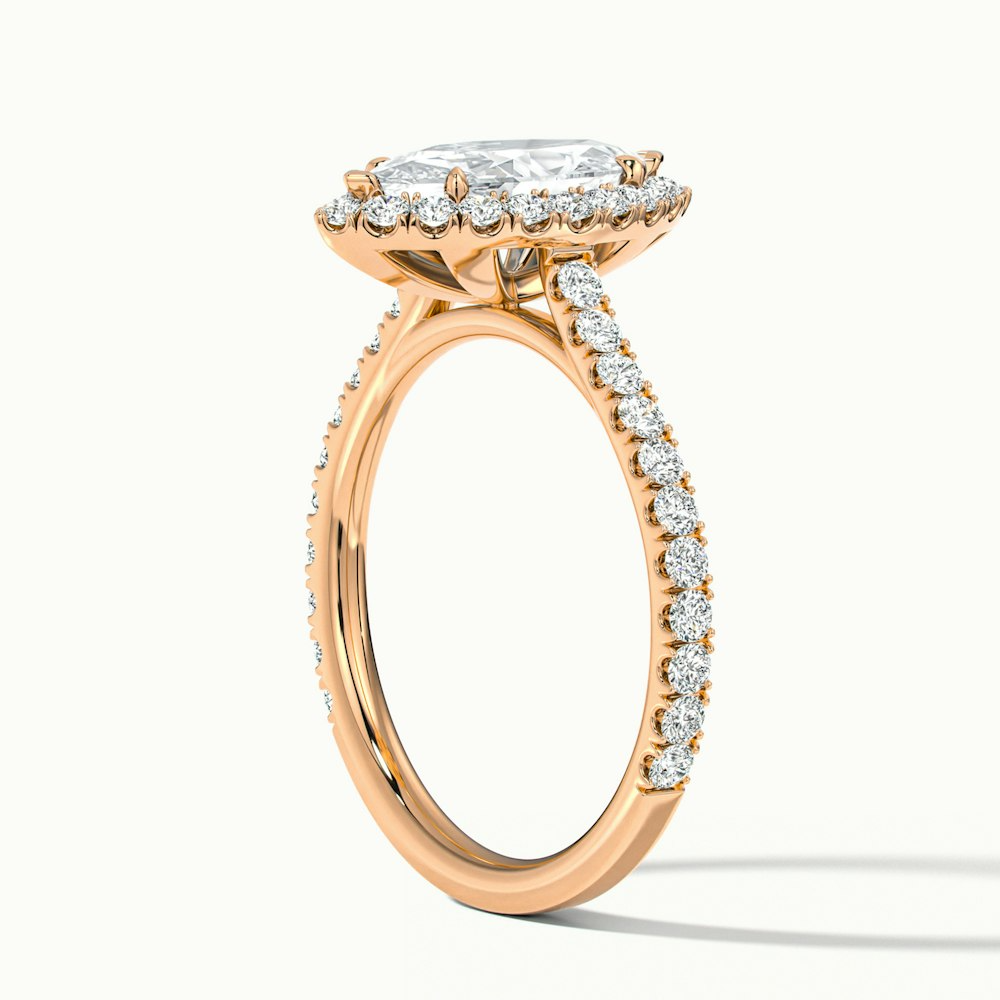 Marissa Marquise Pave Halo Diamond Ring in Rose Gold with Pave Setting in Lab-Grown Diamond and Moissanite