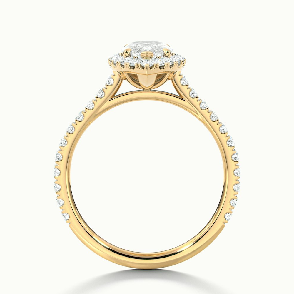 Marissa Marquise Pave Halo Diamond Ring in Yellow Gold with Lab-Grown Diamond and Moissanite Choices