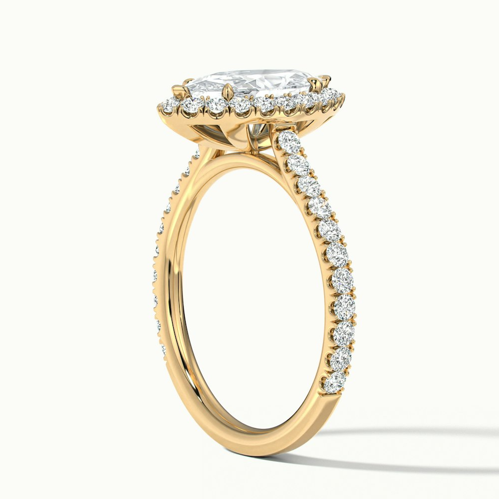 Marissa Marquise Pave Halo Diamond Ring in Yellow Gold, Available with Lab-Grown Diamond and Moissanite