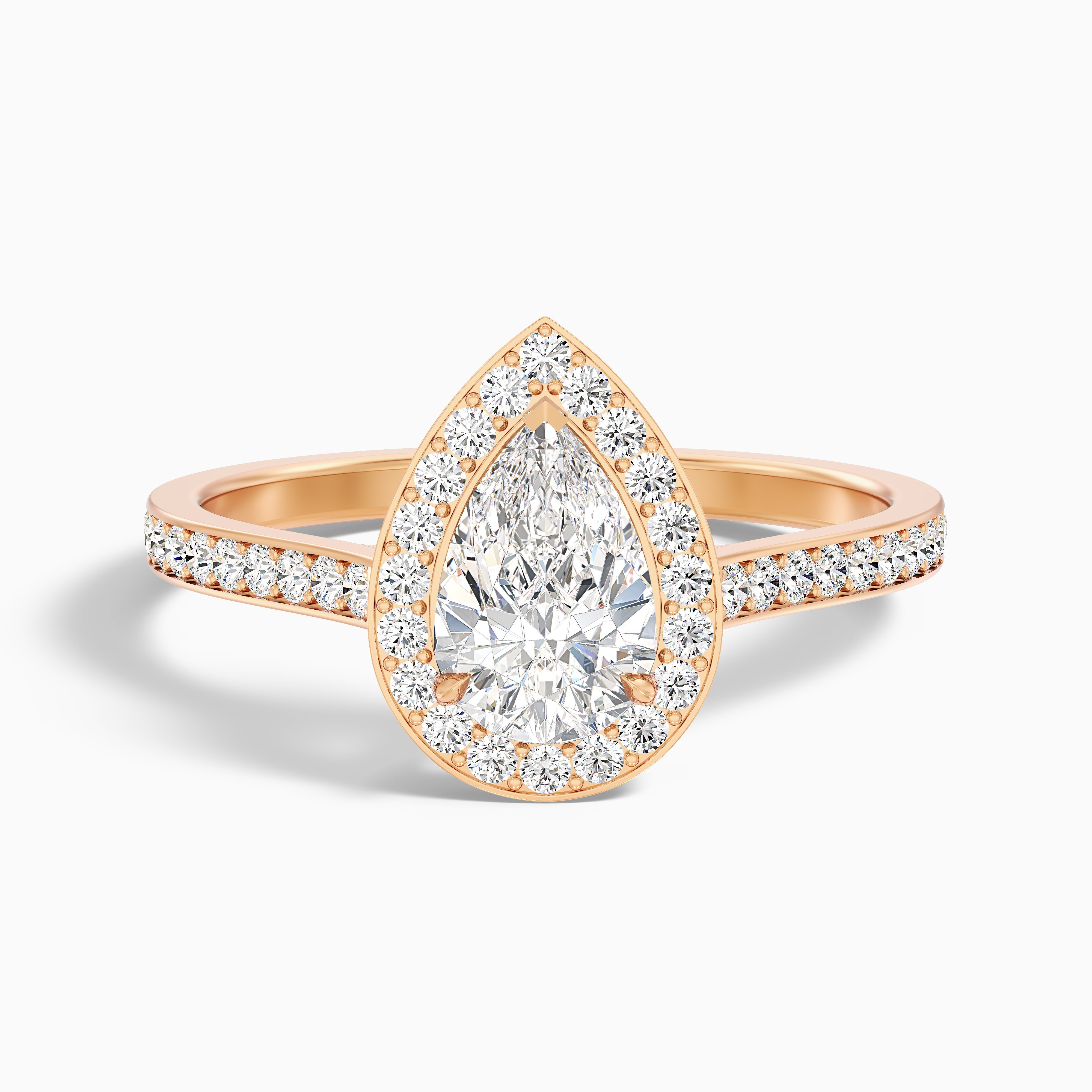 Angelina Pear Halo Channel Set Engagement Ring