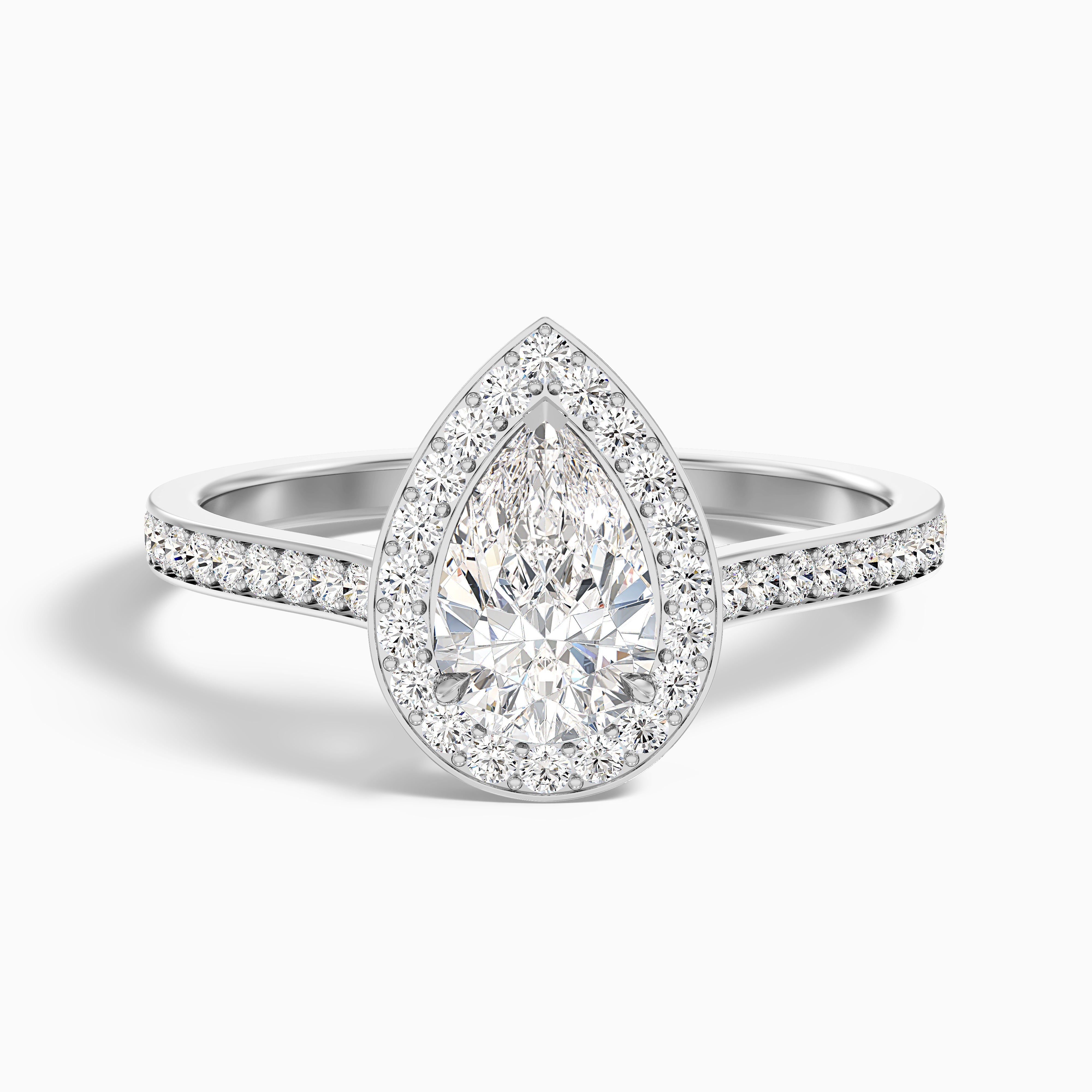 Angelina Pear Halo Channel Set Moissanite Ring