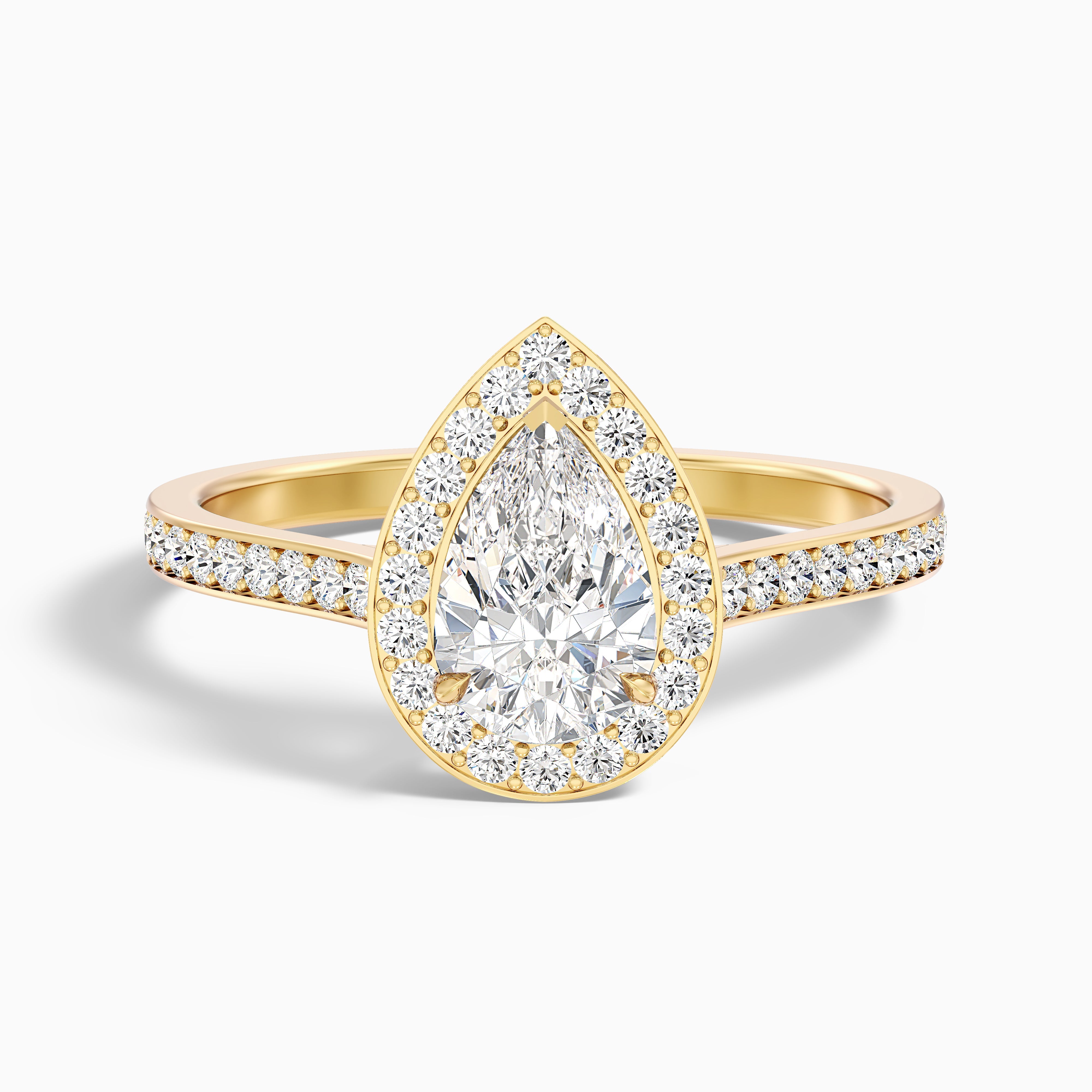 Angelina Pear Halo Channel Set Moissanite Ring