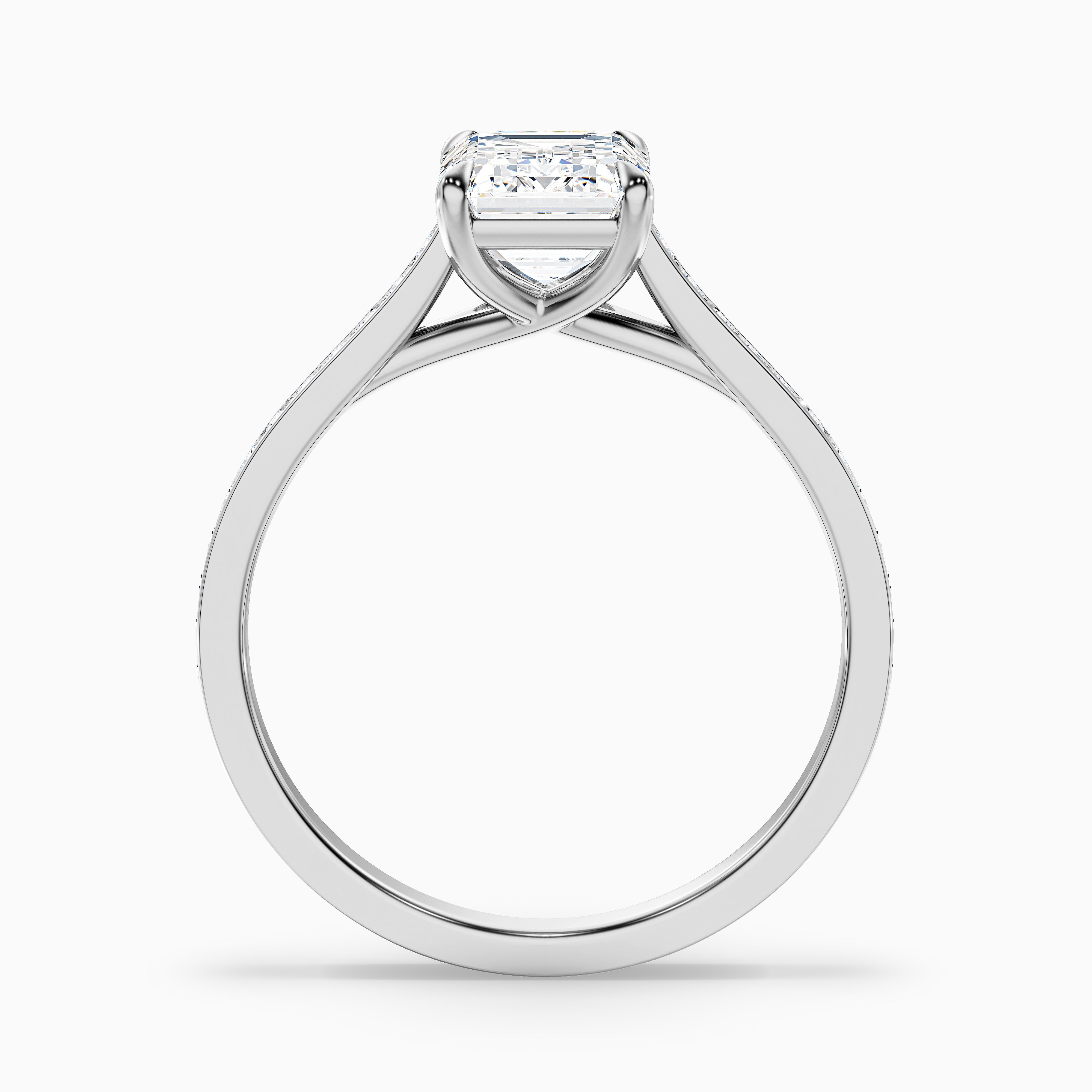 Bethany Emerald Side Stone Channel Set Moissanite Ring