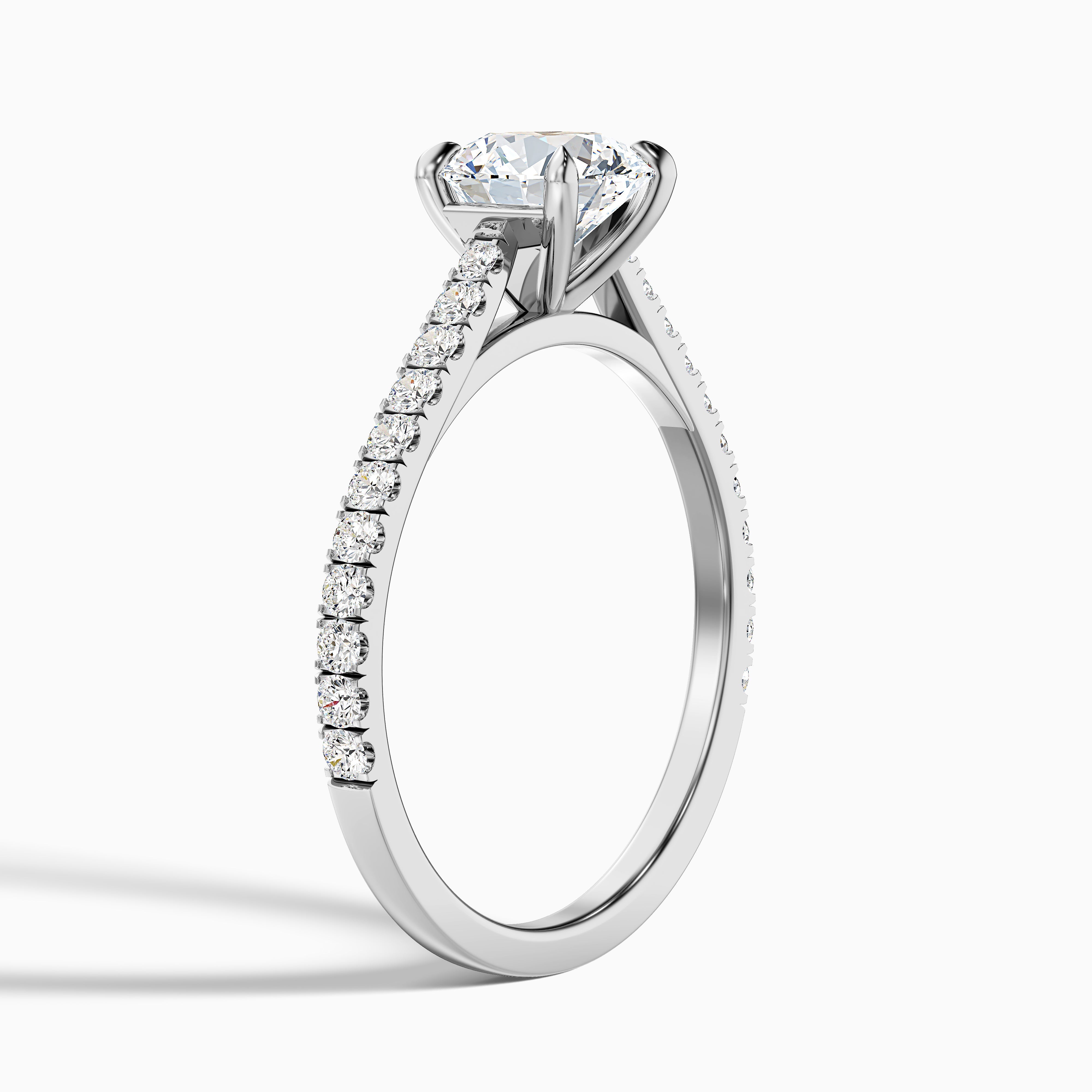 Calista Round Side Stone Lab Grown Diamond Engagement Ring
