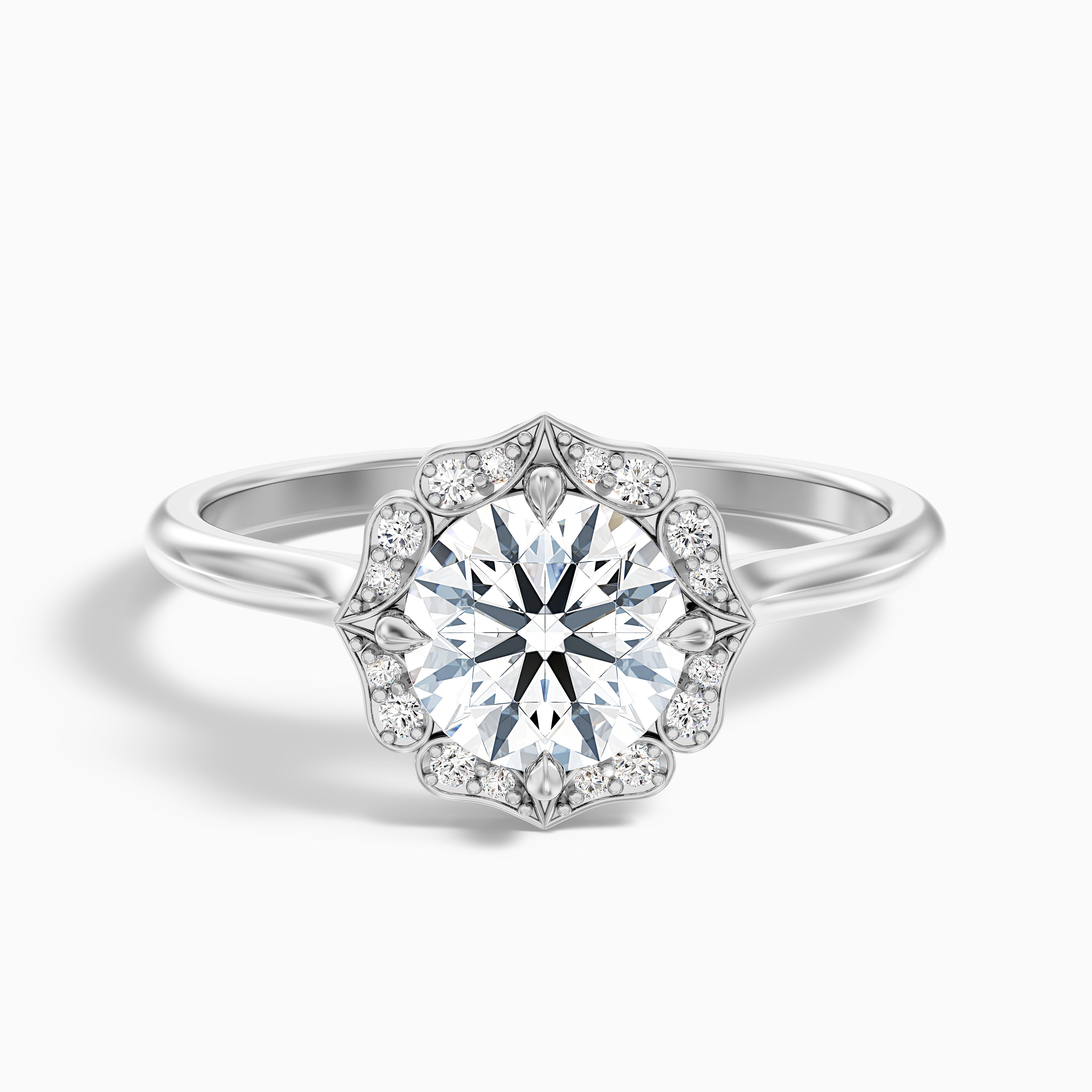 Callista Round Unique Halo Moissanite Ring