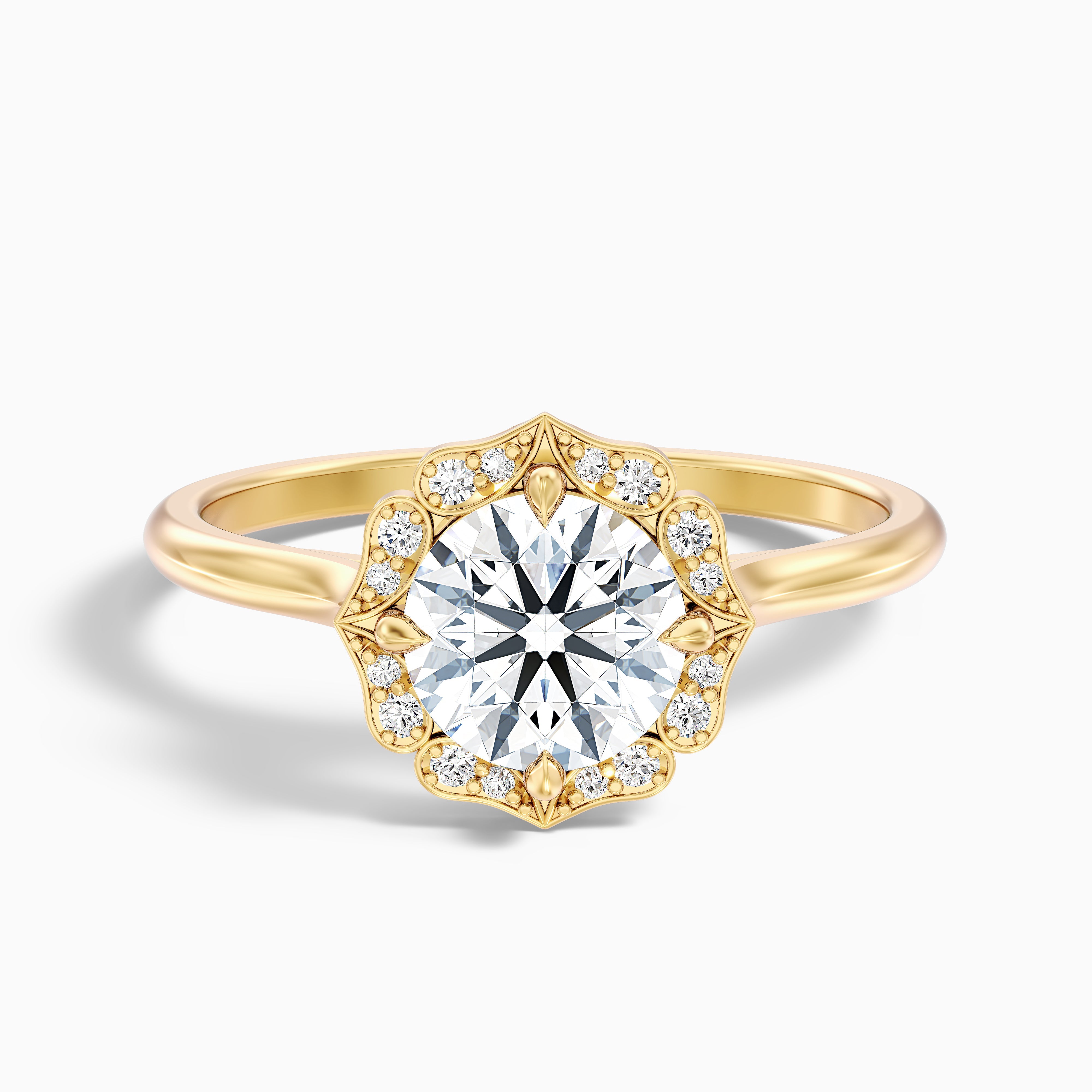 Callista Round Unique Halo Lab Grown Diamond Ring