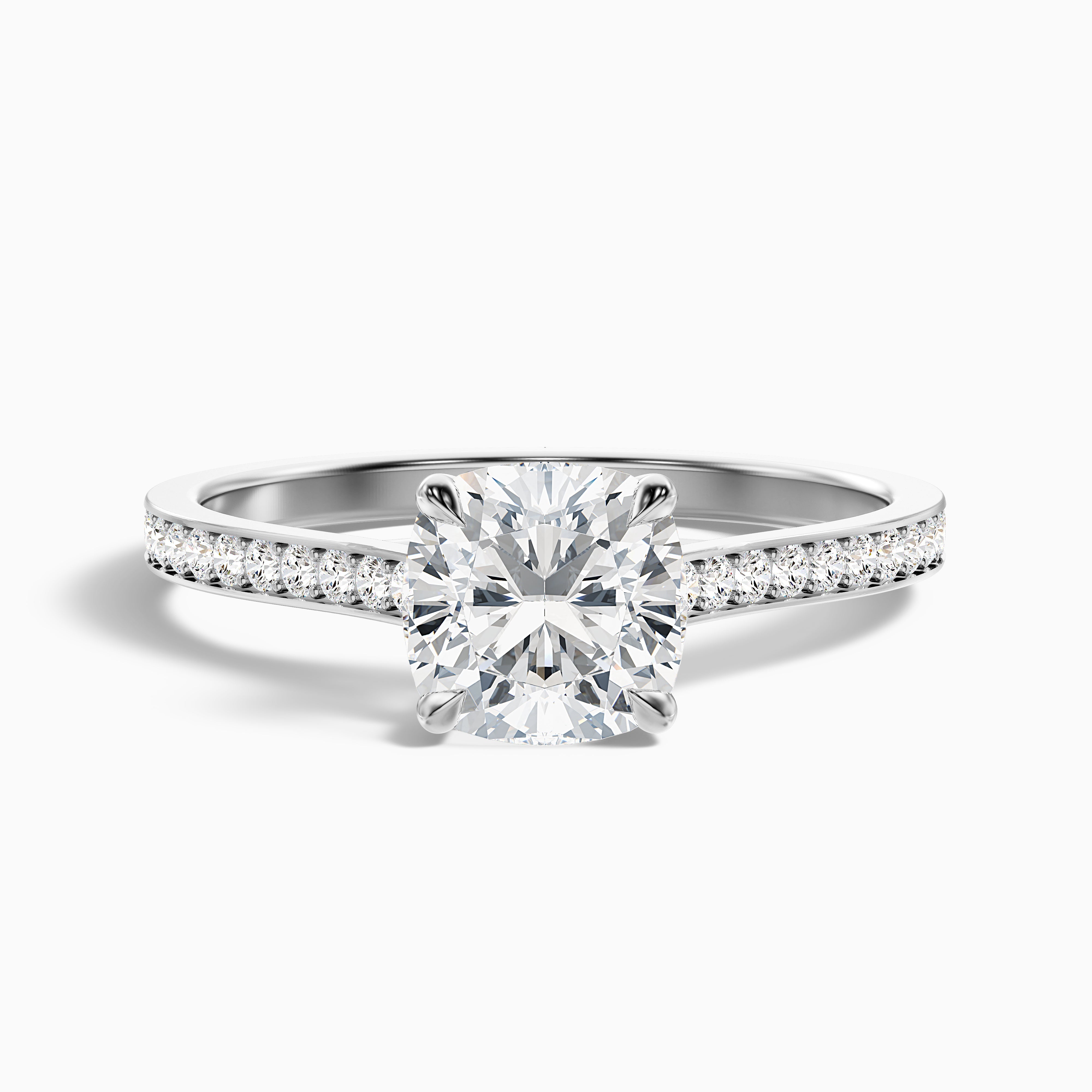 Camilla Cushion Side Stone Channel Set Moissanite Ring