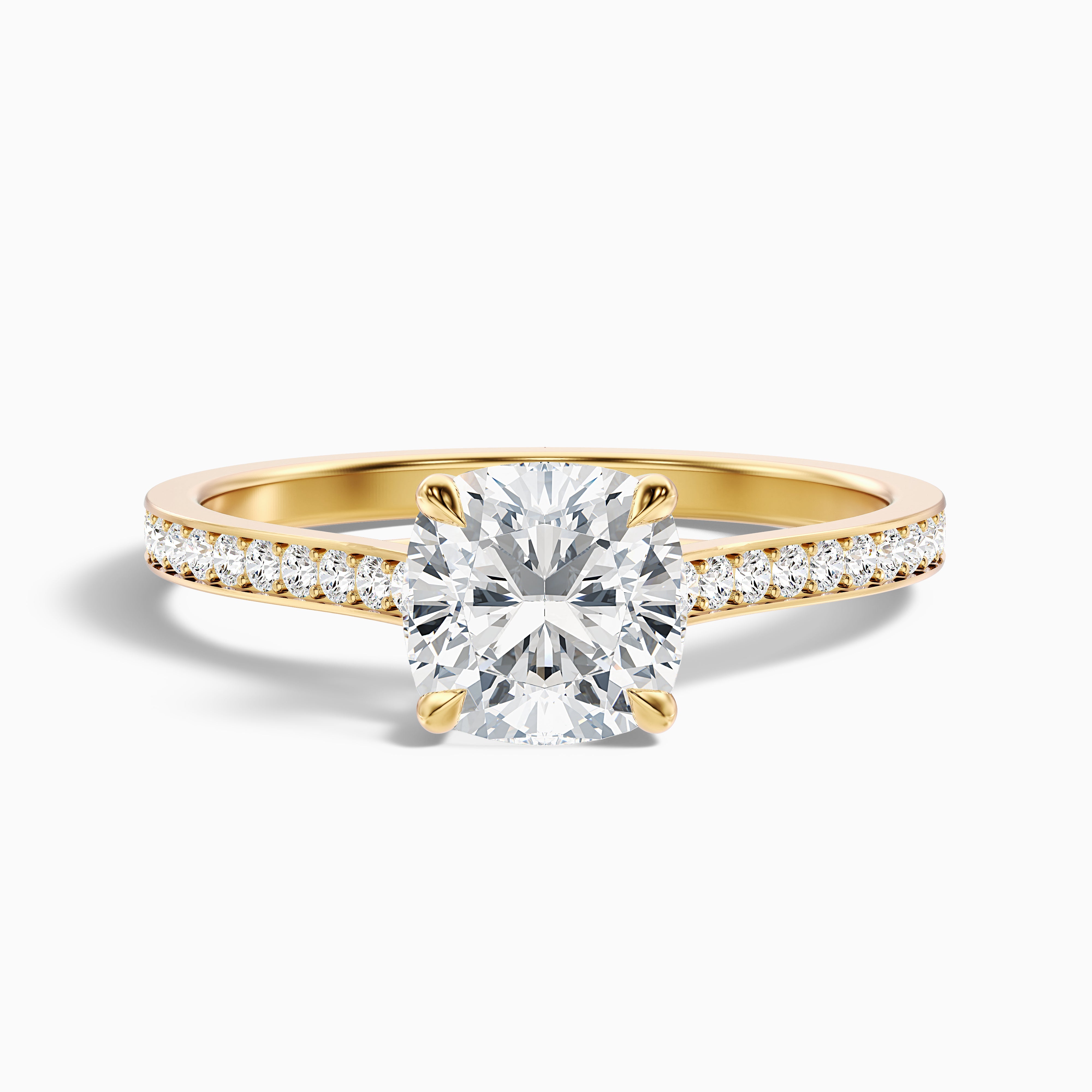 Camilla Cushion Side Stone Channel Set Moissanite Ring