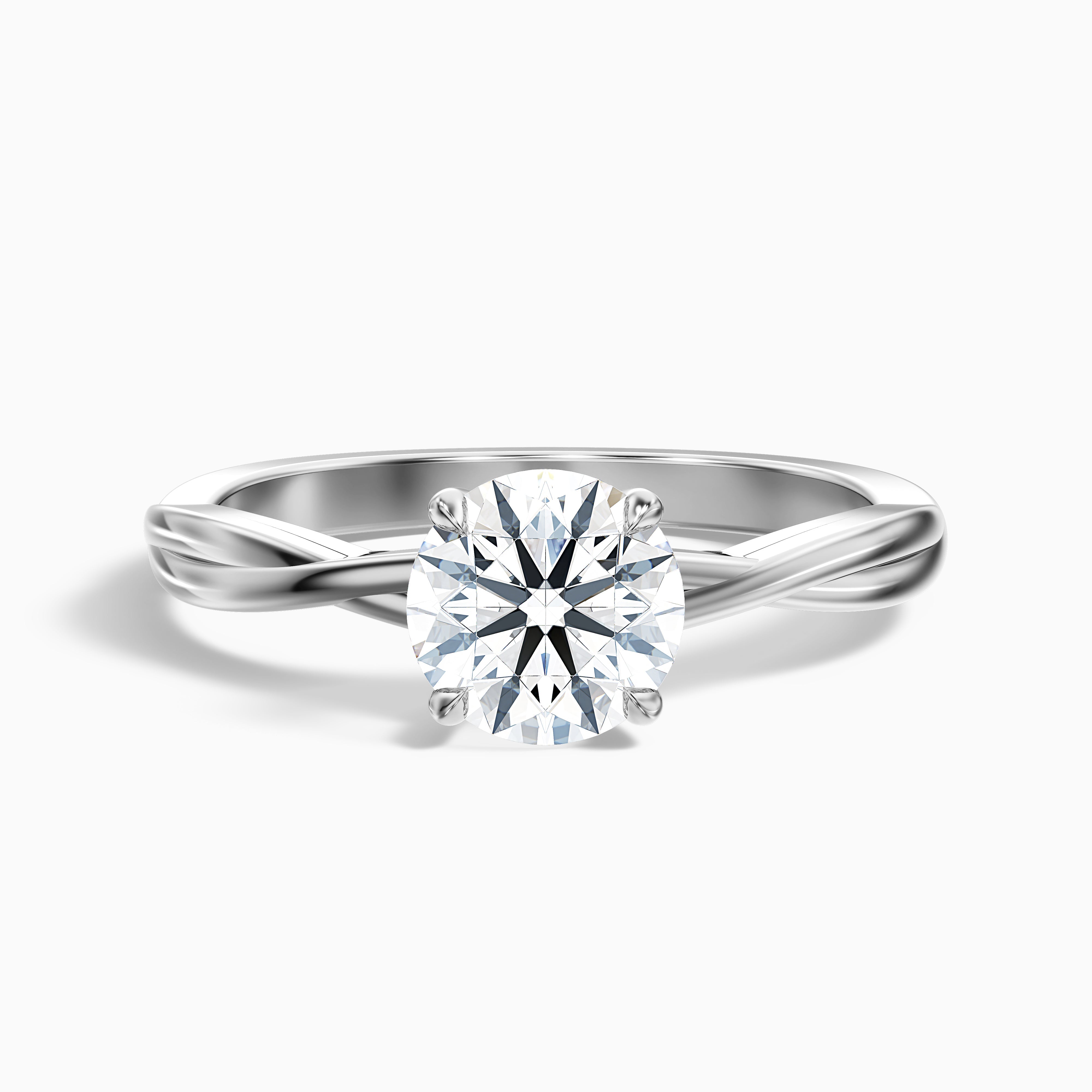 Carolina Round Twisted Band Solitaire Moissanite Ring