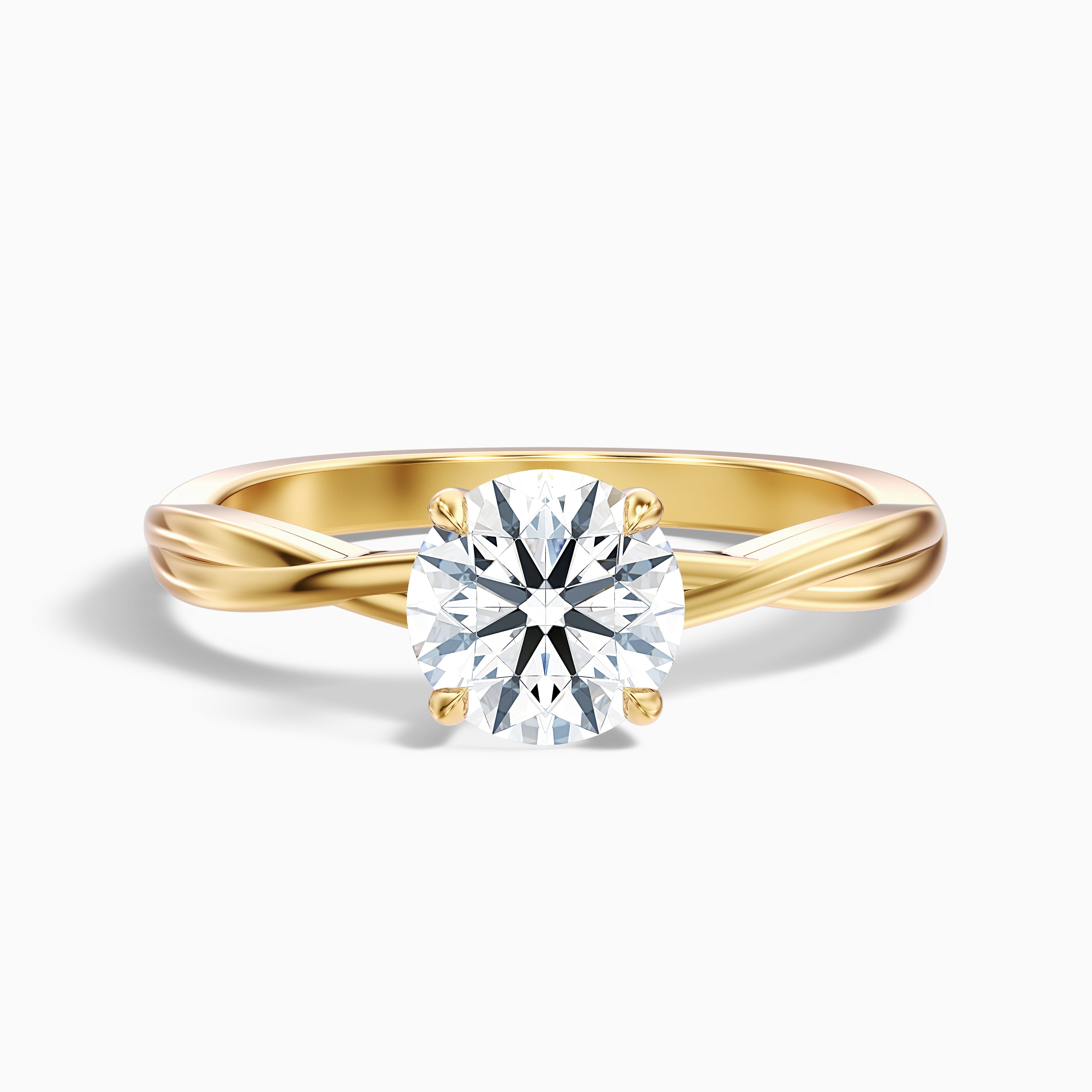Carolina Round Twisted Band Solitaire Moissanite Ring