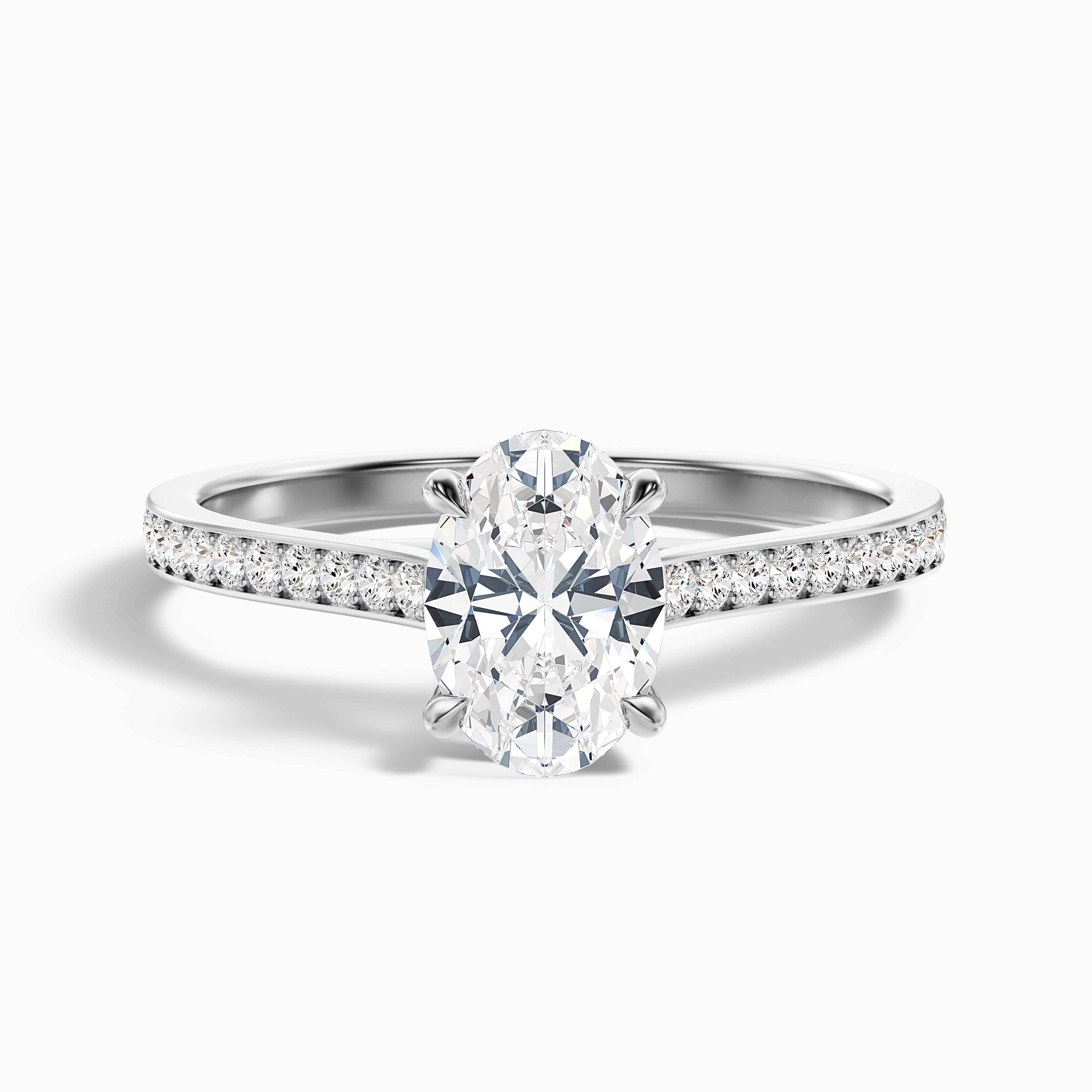 Christiana Oval Side Stone Channel Set Moissanite Ring