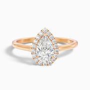 Delaney Pear Halo Moissanite Ring