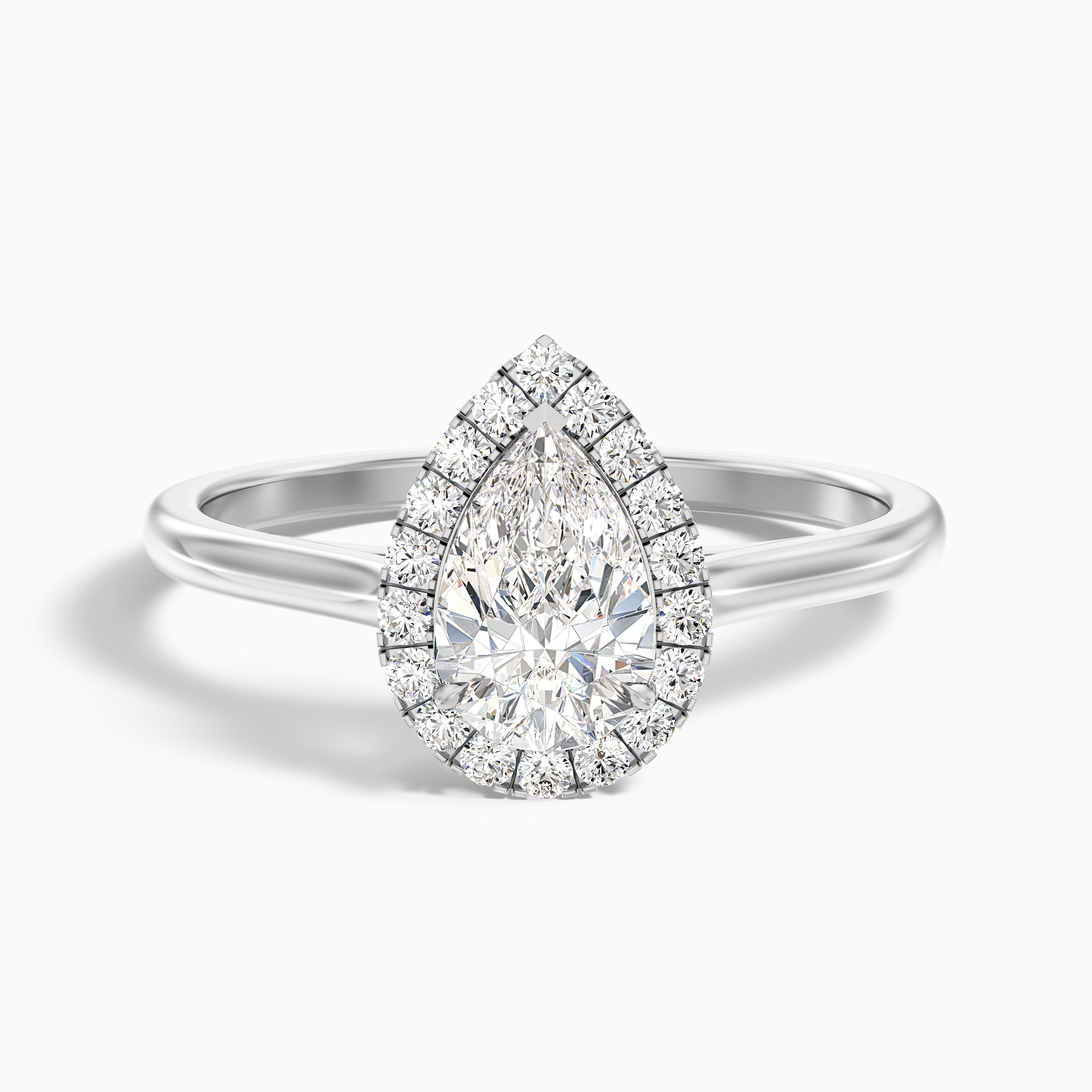 Delaney Pear Halo Moissanite Ring