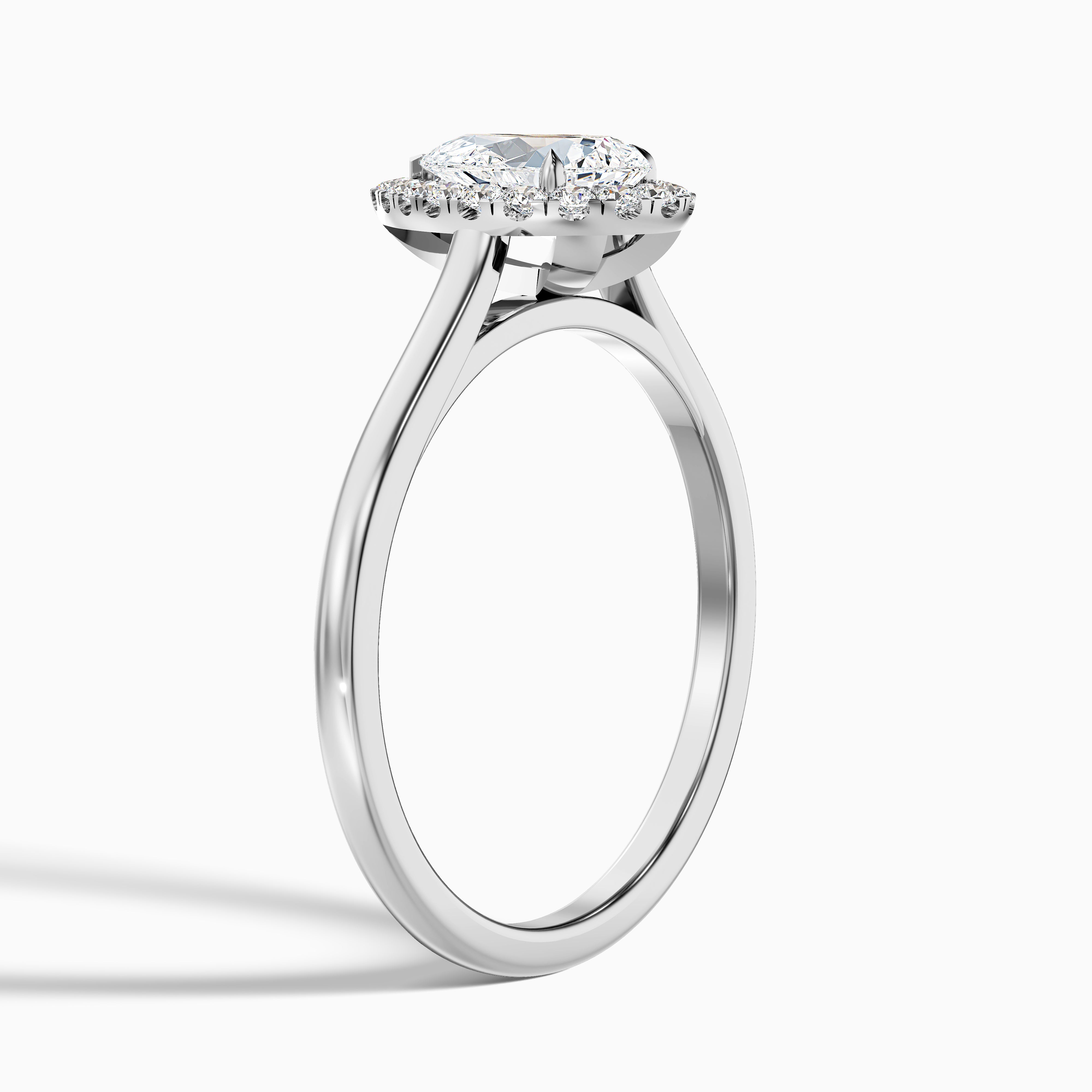 Delaney Pear Halo Moissanite Ring