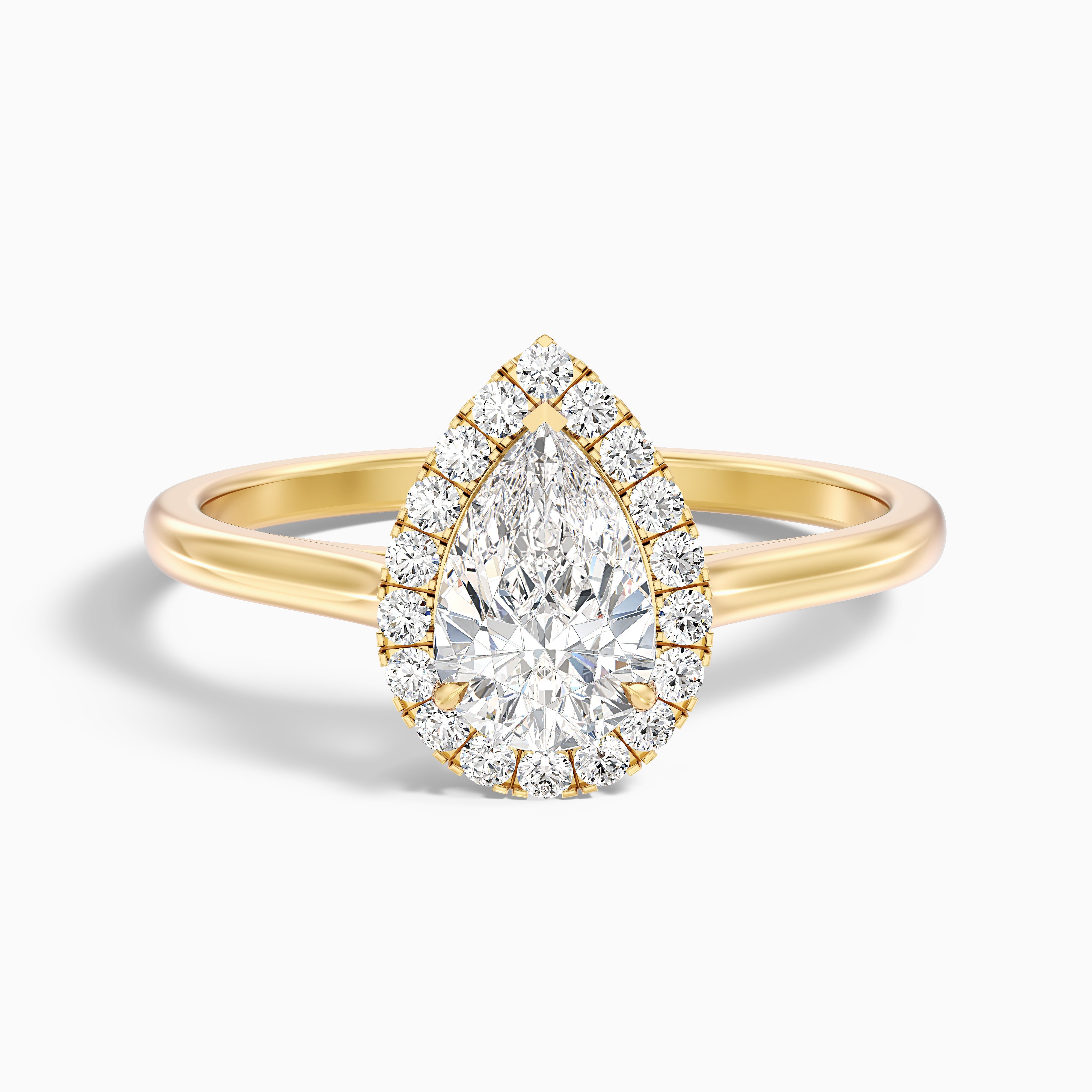 Delaney Pear Halo Moissanite Ring