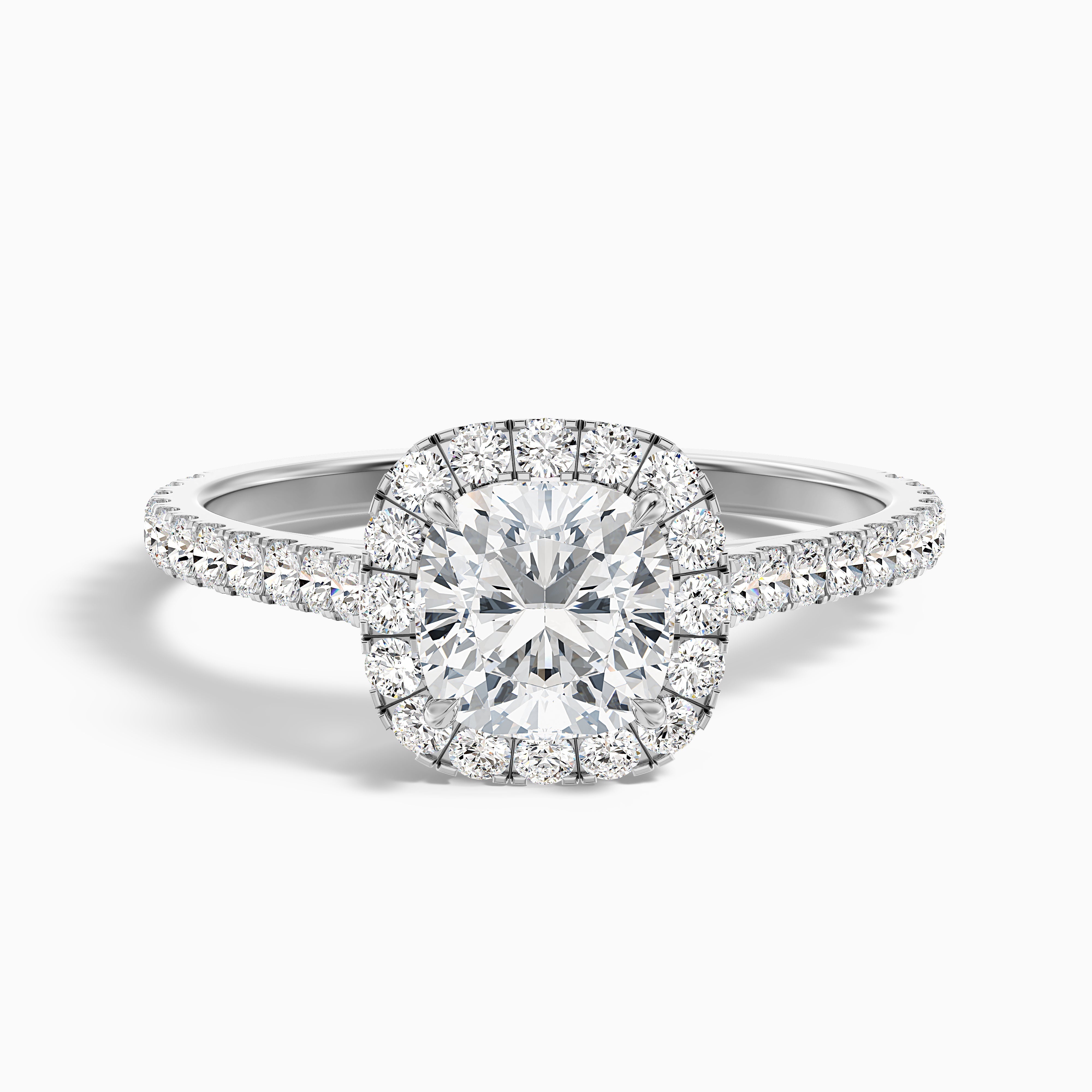 Destiny Cushion Pave Halo Moissanite Ring