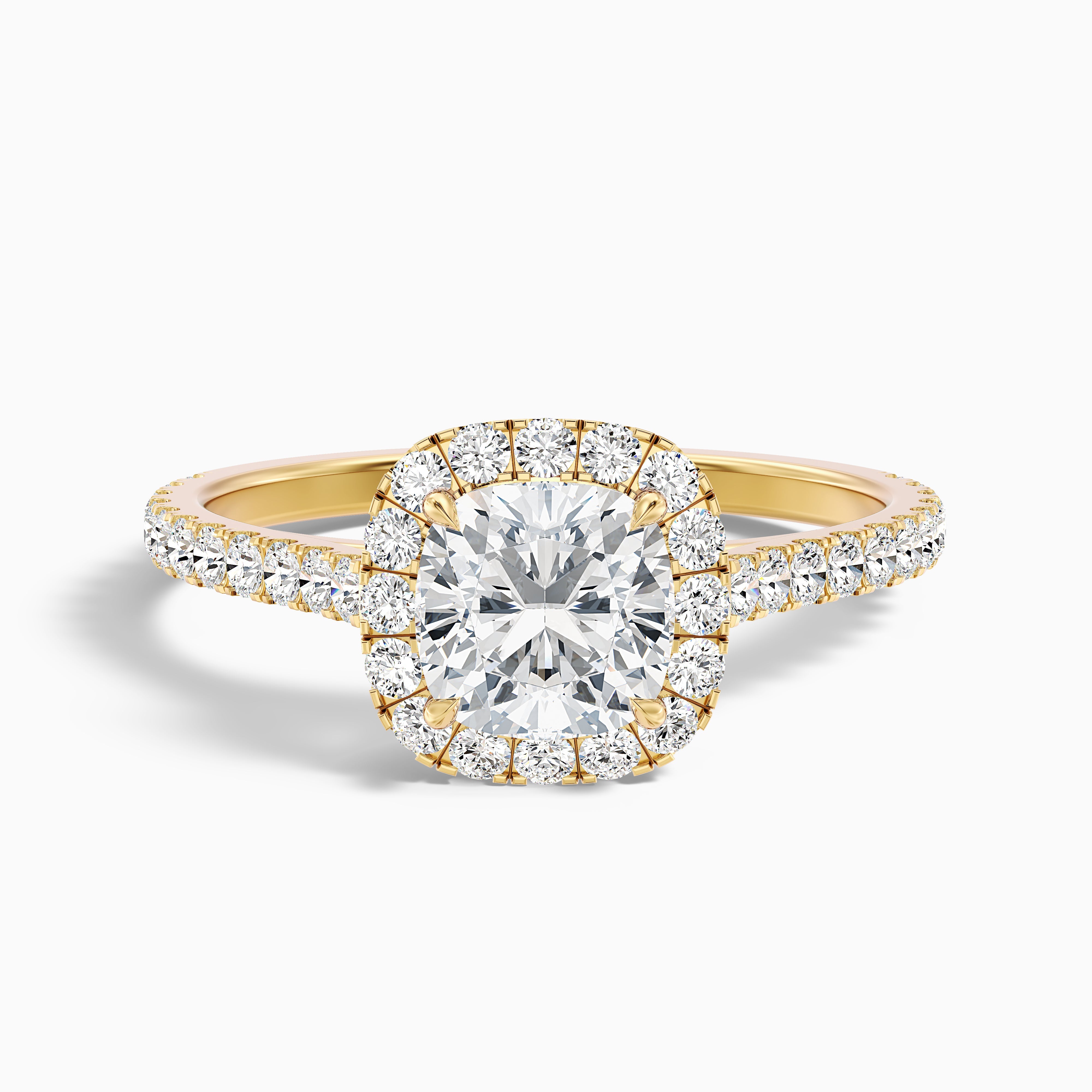 Destiny Cushion Pave Halo Moissanite Ring