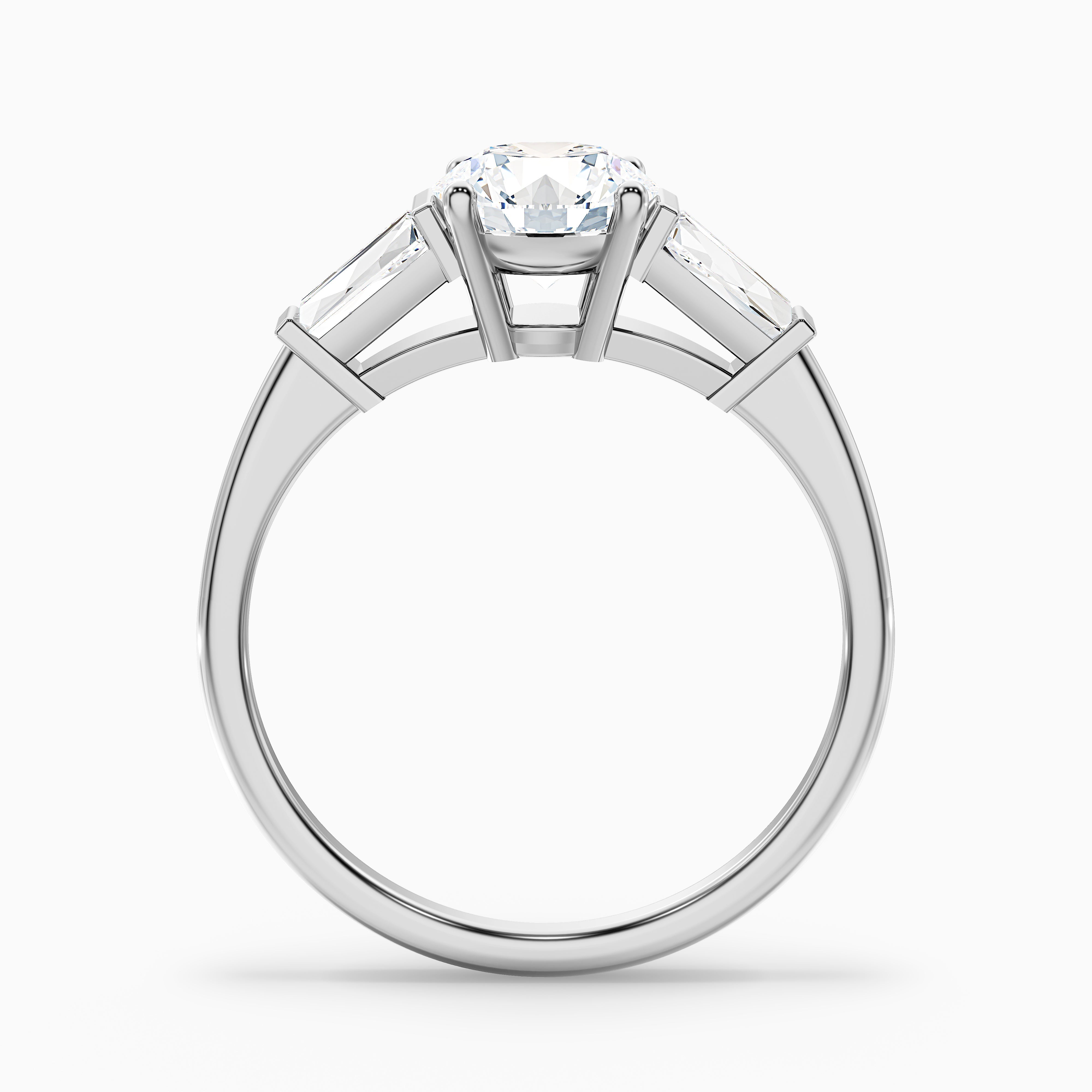 Emilia Round Three Stone With Baguette Moissanite Ring