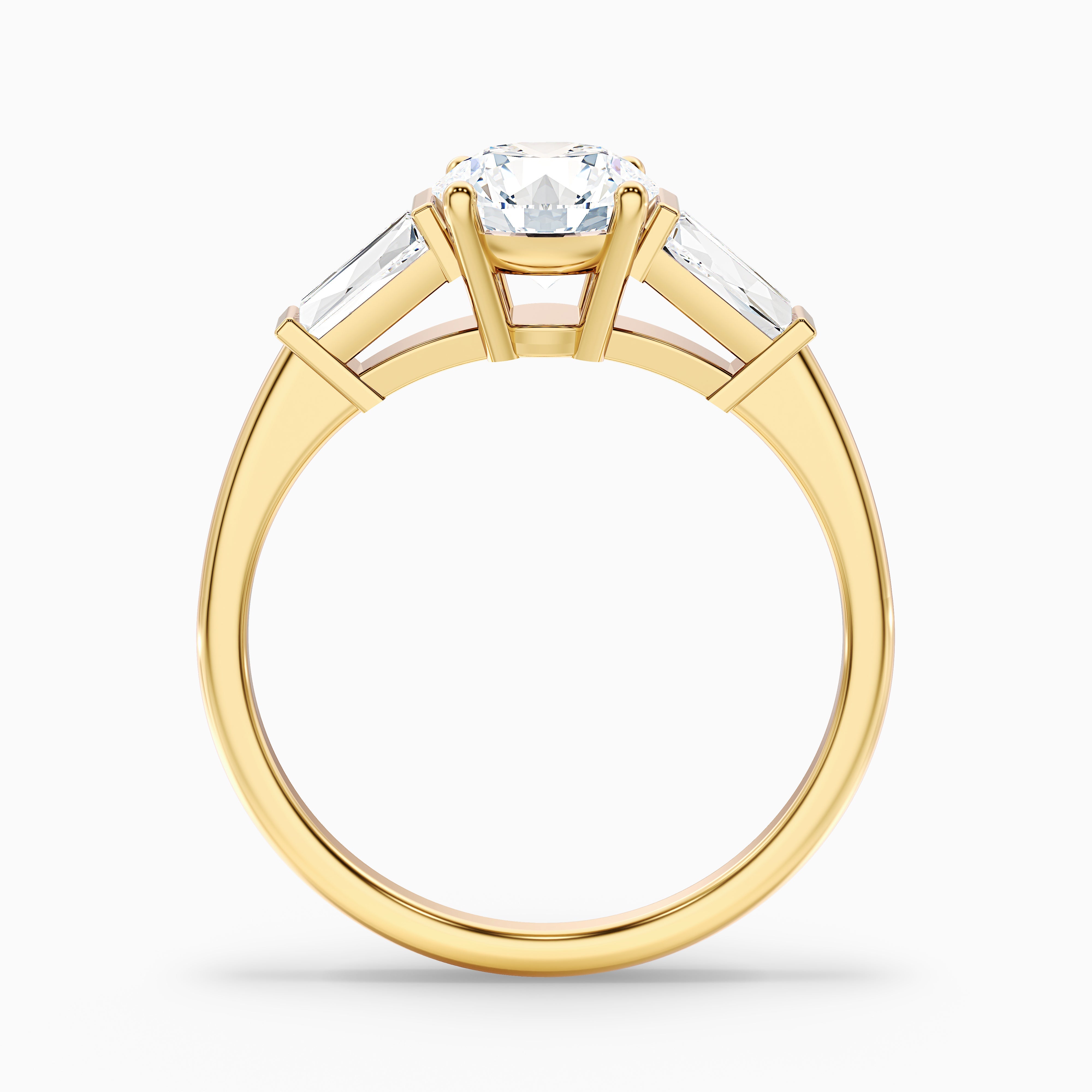 Emilia Round Three Stone With Baguette Lab Grown Diamond Ring