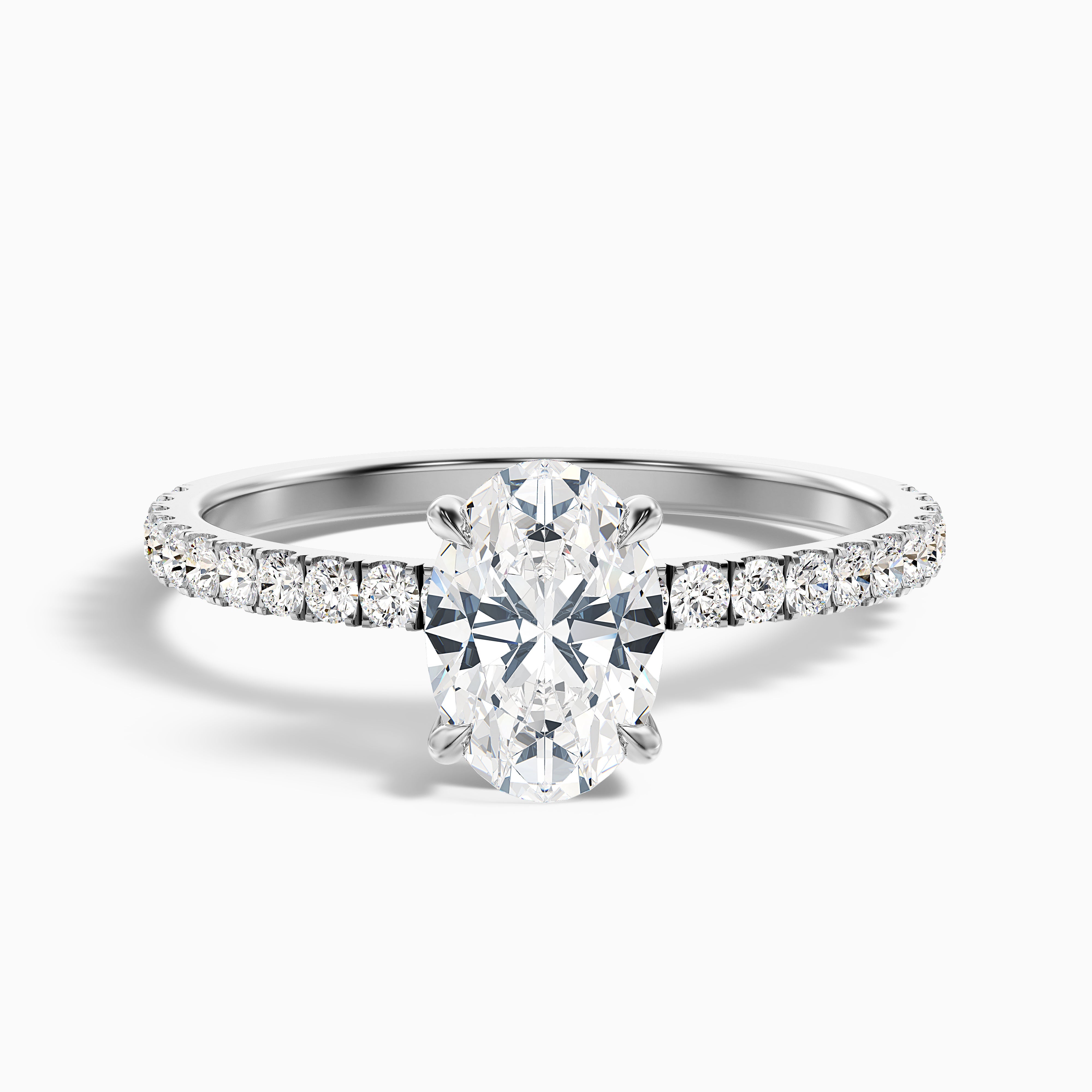 Evelina Oval Hidden Halo Moissanite Ring