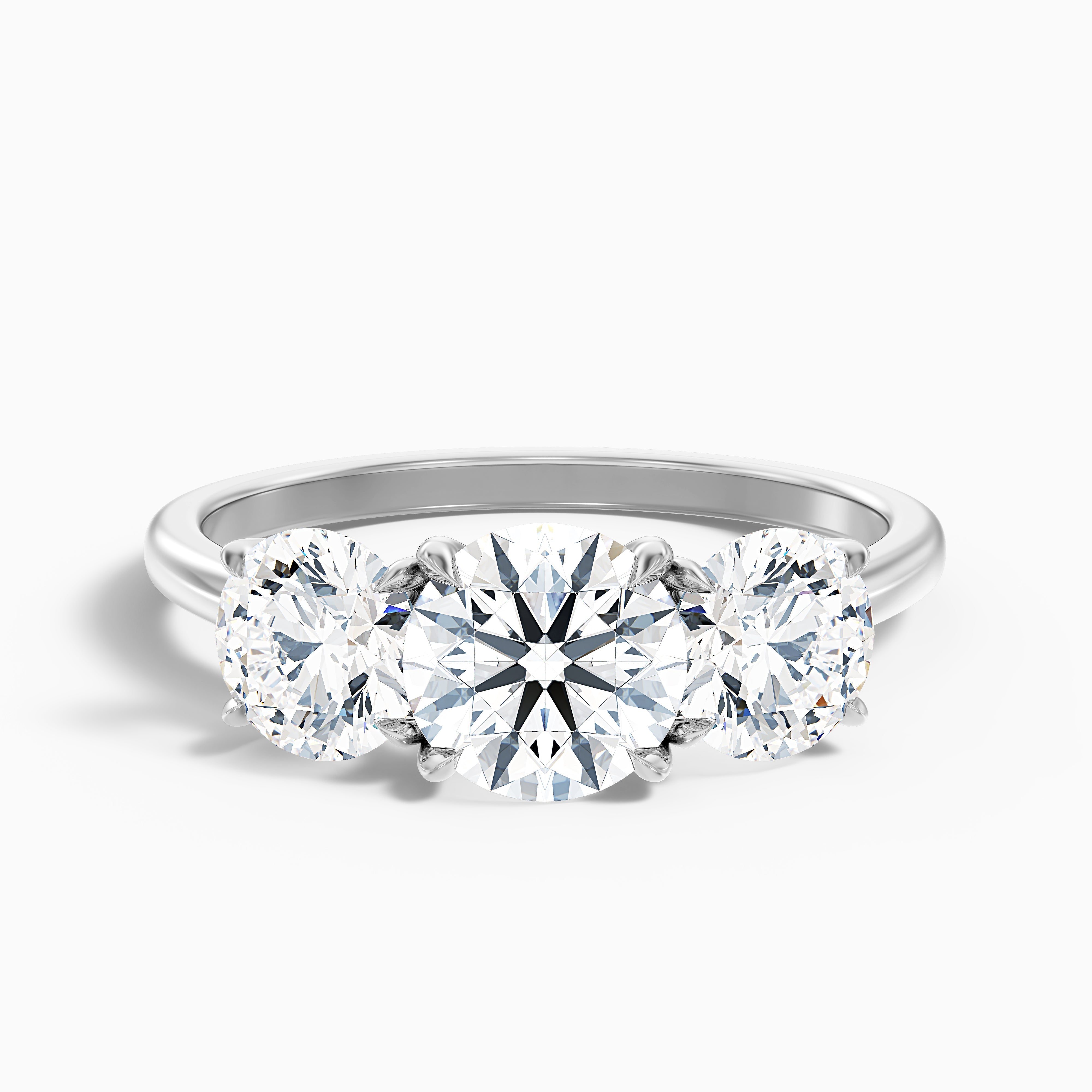 Hannah Round Three Stone Moissanite Engagement Ring