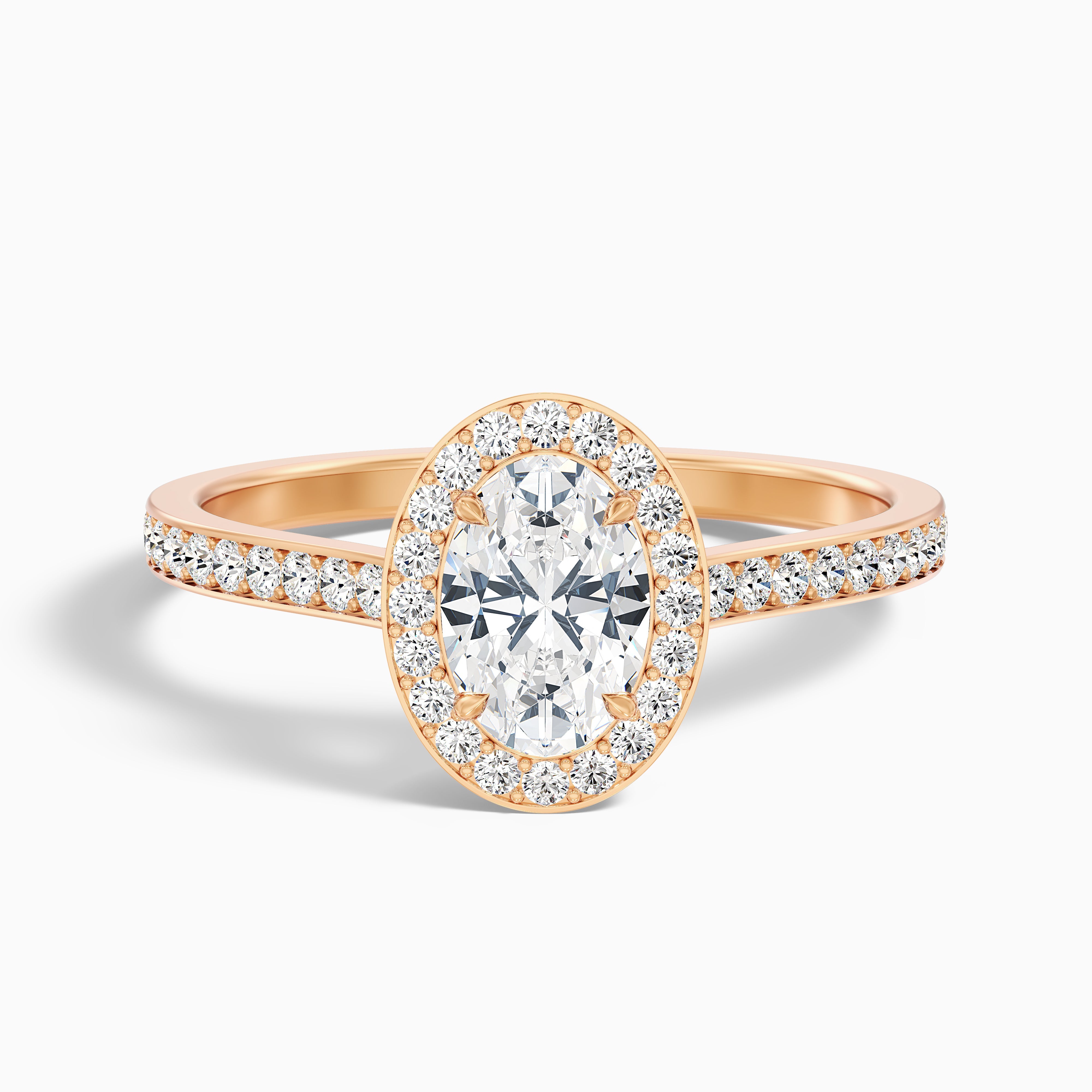 Jacquelyn Oval Halo Channel Set Moissanite Ring