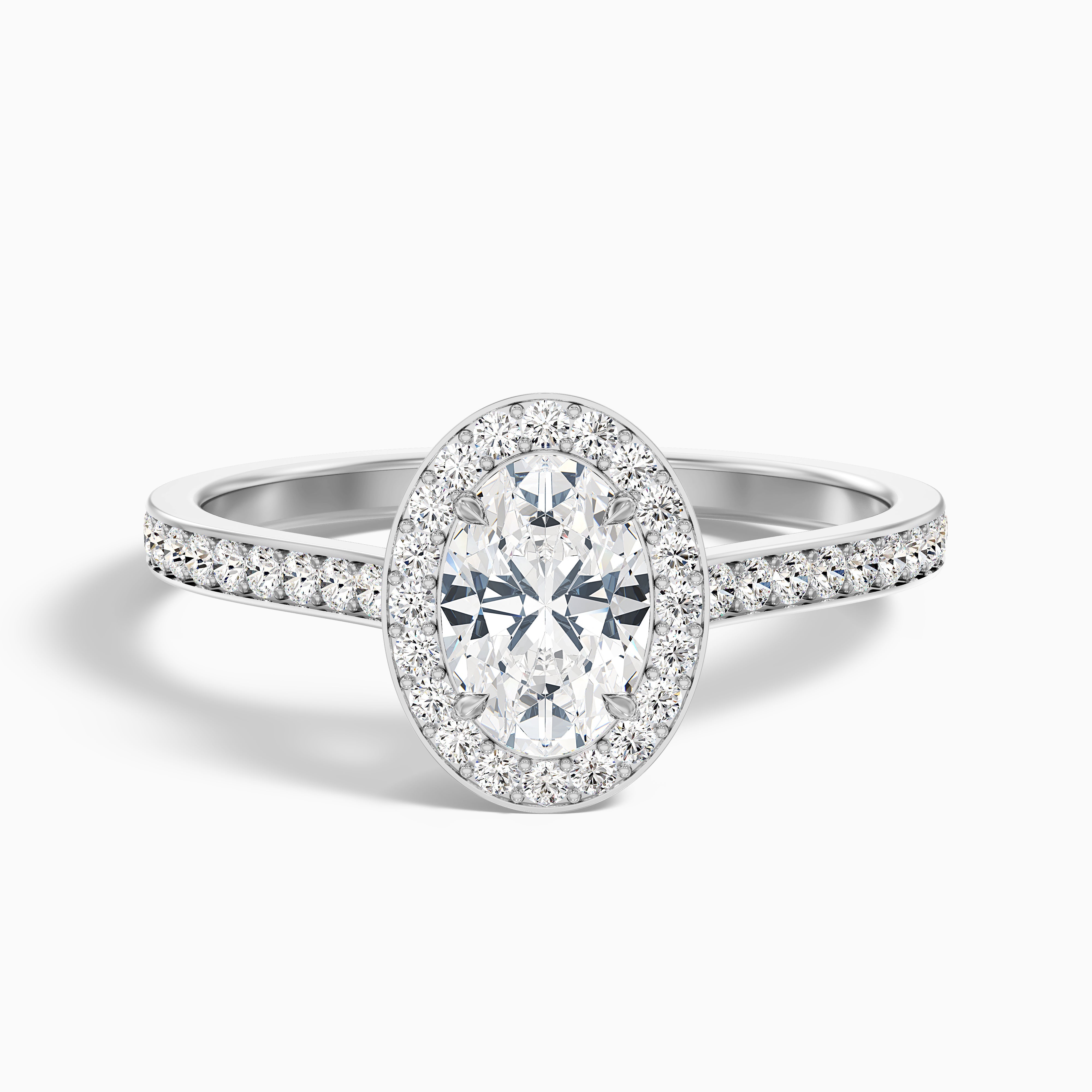 Jacquelyn Oval Halo Channel Set Moissanite Ring