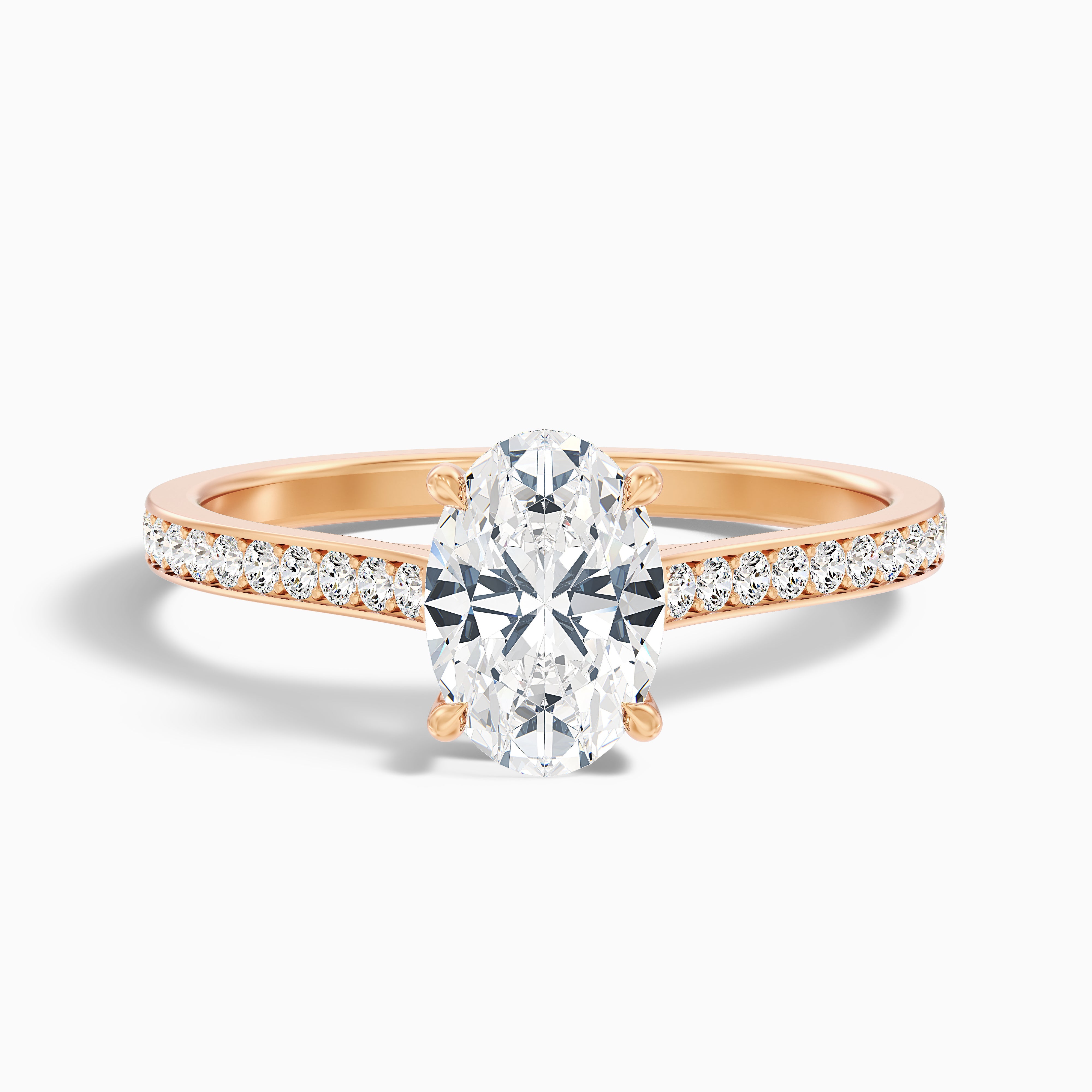 Jennifer Oval Side Stone Channel Set Moissanite Ring