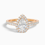 Jesstinia Pear Pave Halo Moissanite Ring