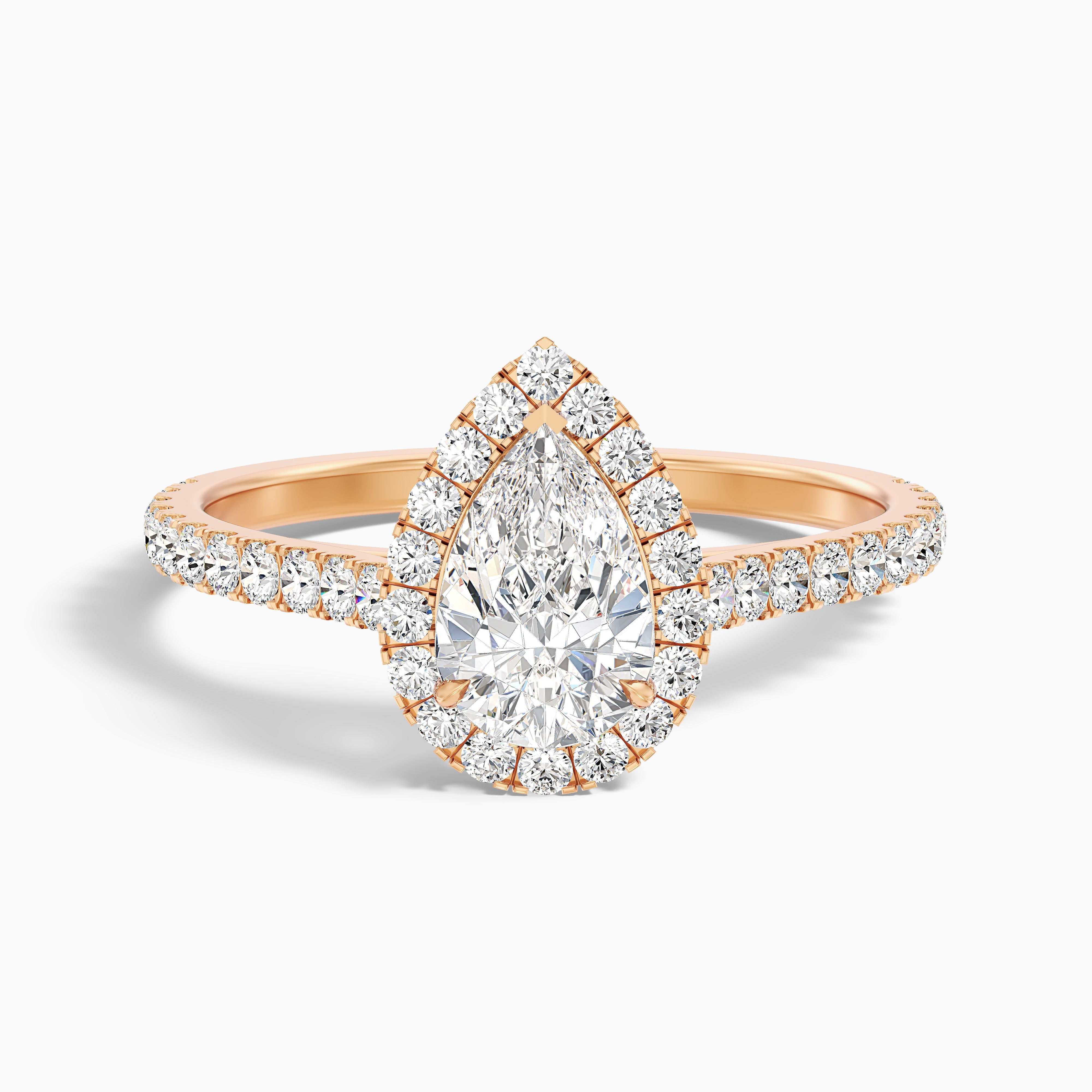 Jesstinia Pear Pave Halo Moissanite Ring