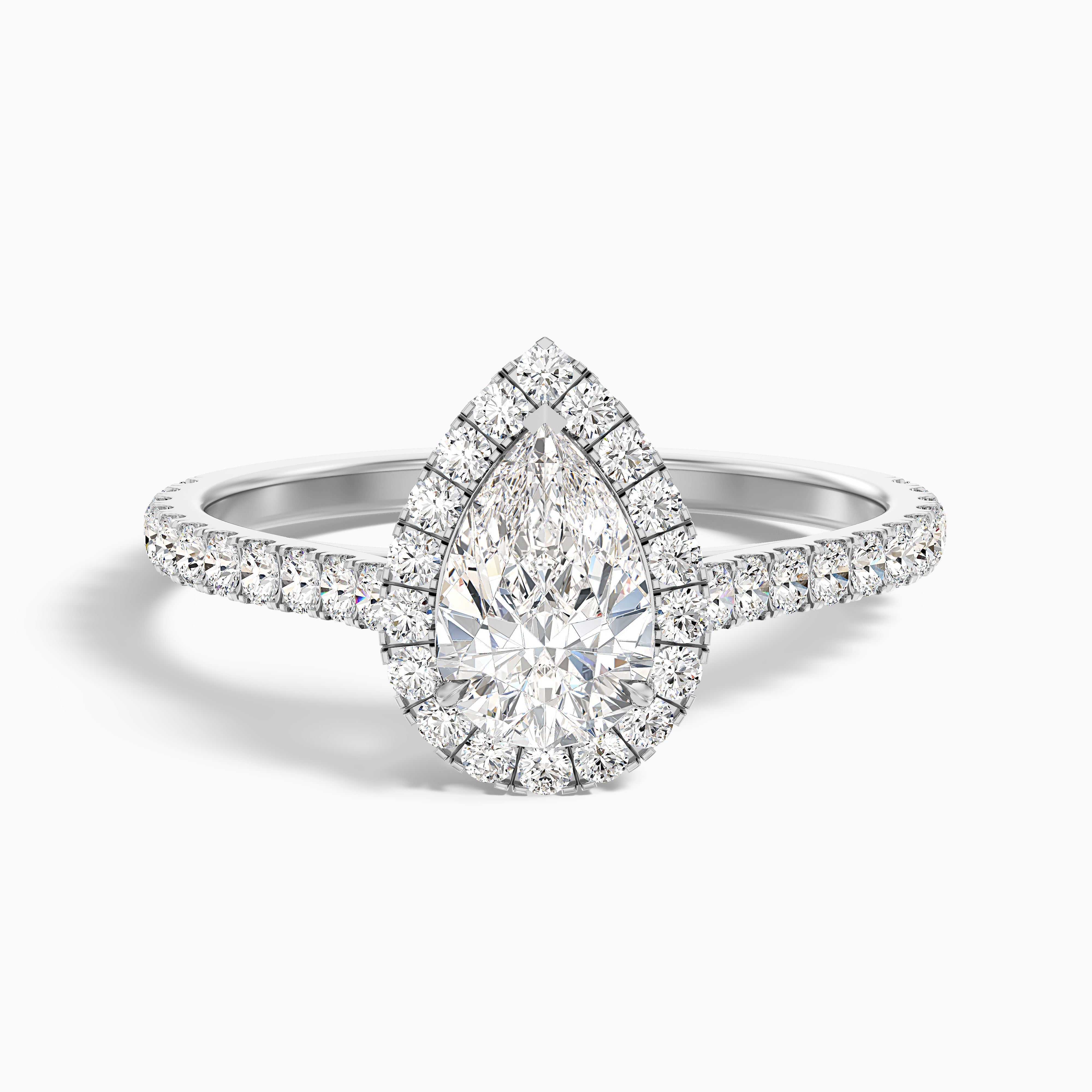 Jesstinia Pear Pave Halo Moissanite Ring
