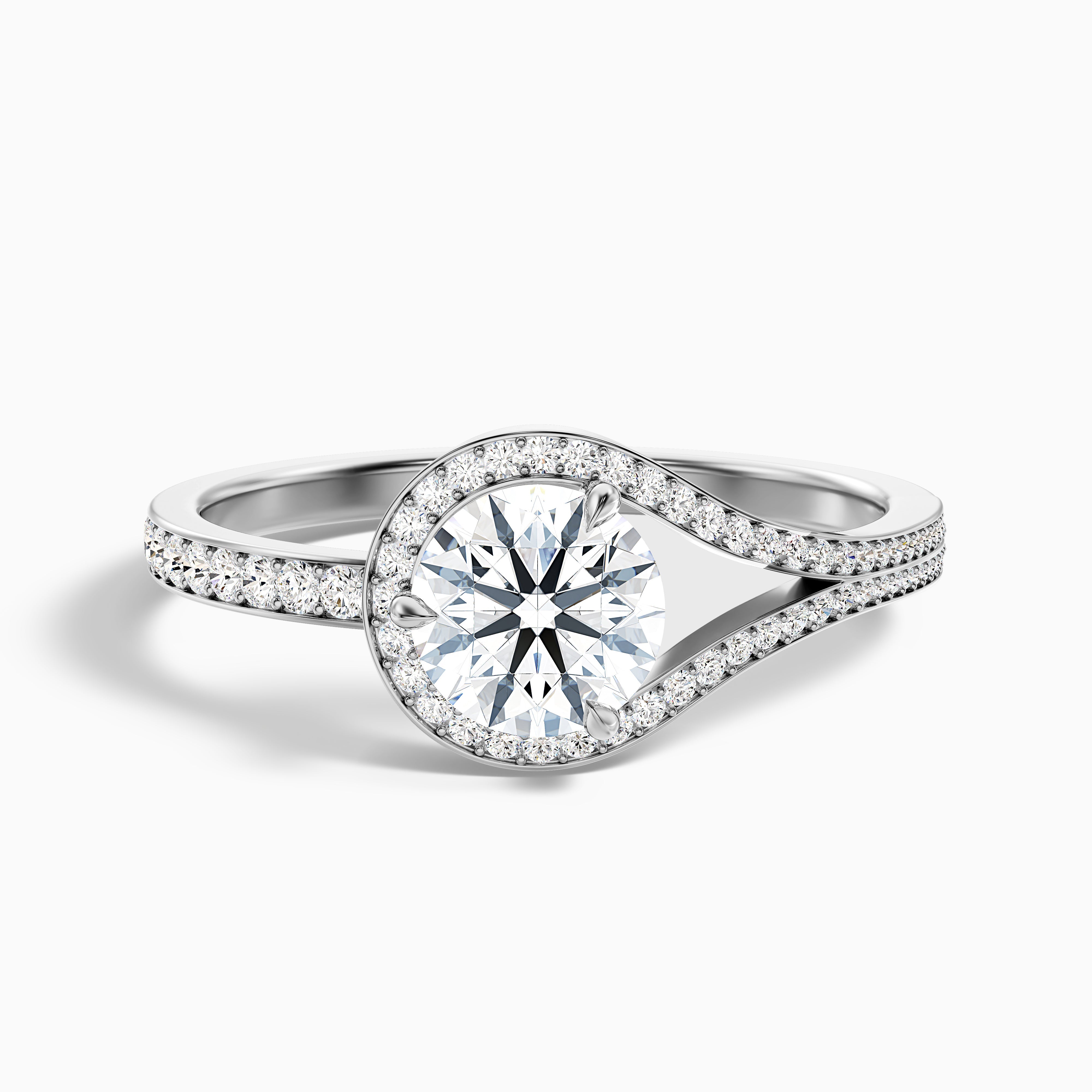 Jocelyn Round Unique Splits Band Channel Set Lab Grown Diamond Ring