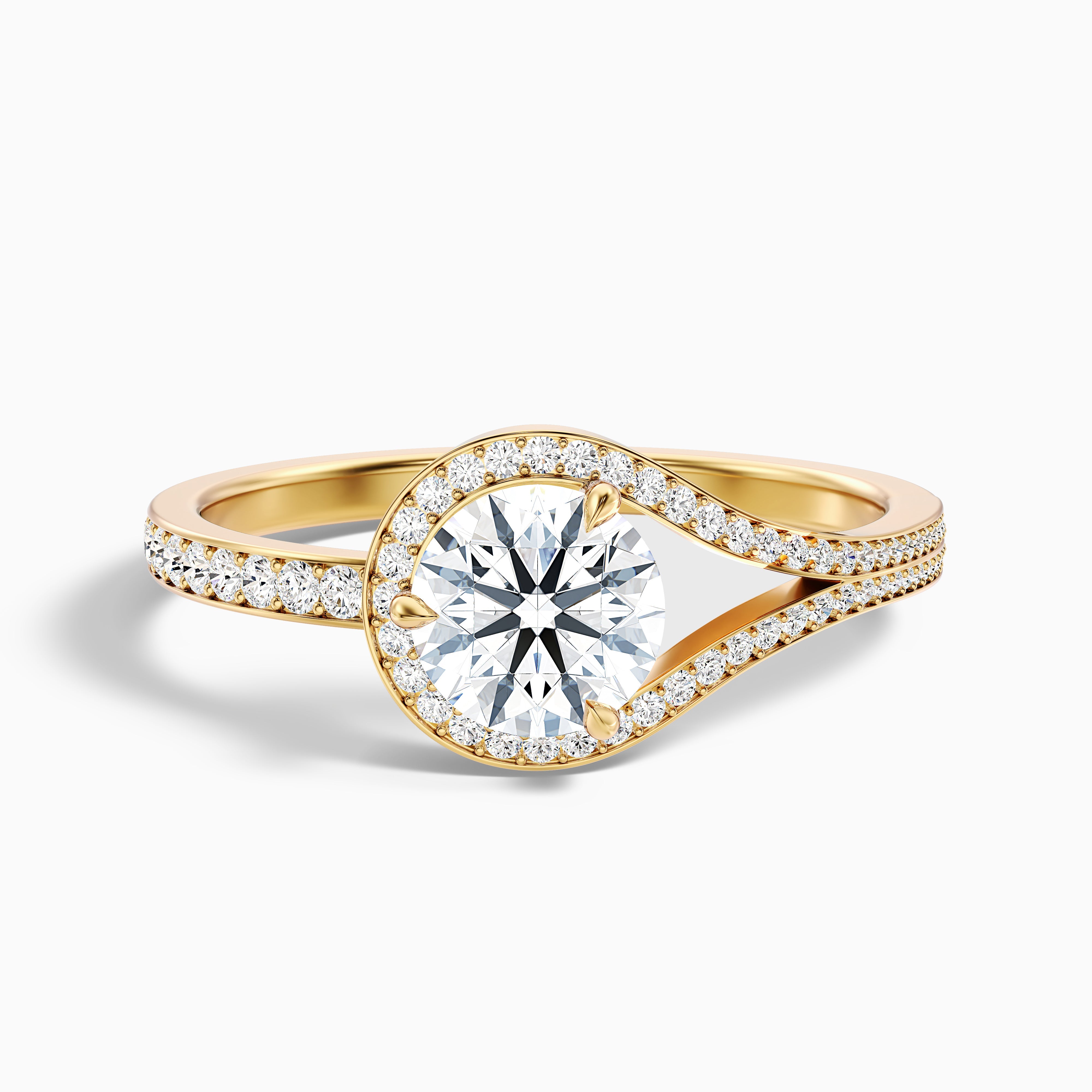 Jocelyn Round Unique Splits Band Channel Set Lab Grown Diamond Ring