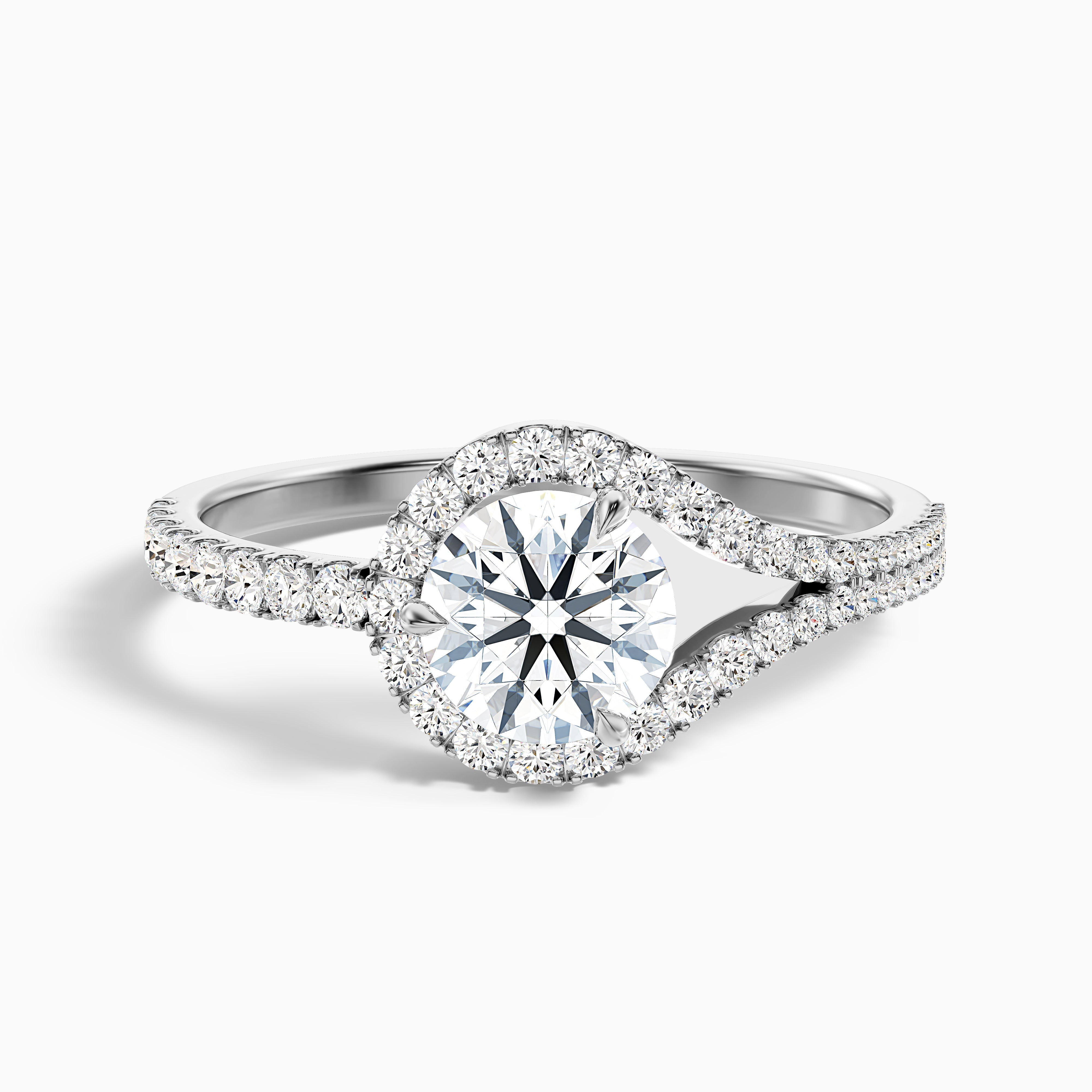 Jolene Round Pave Unique Splits Band Lab Grown Diamond Ring
