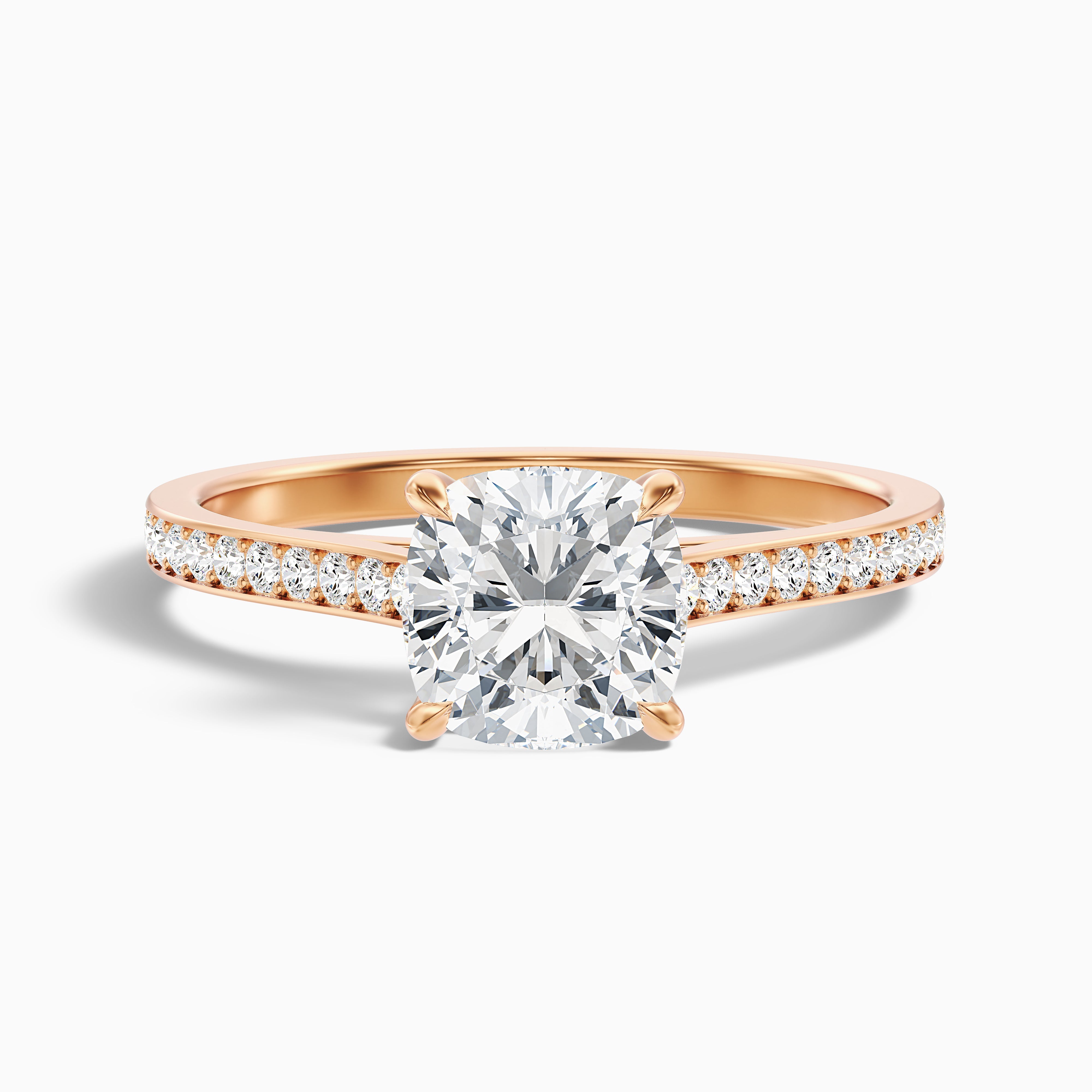 Jordana Cushion Side Stone Channel Set Moissanite Ring