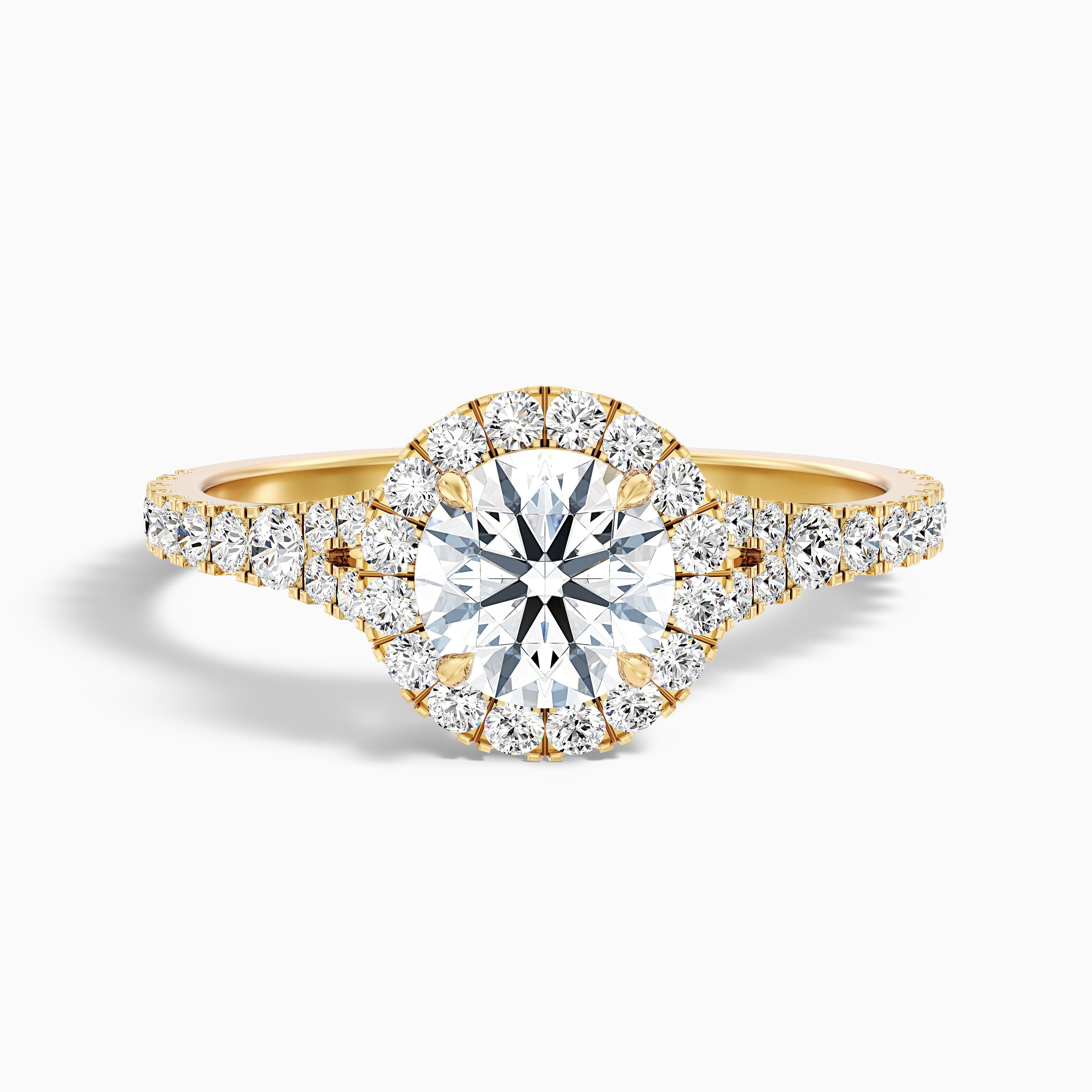 Katerina Round Cut Halo Split Shank Moissanite Ring