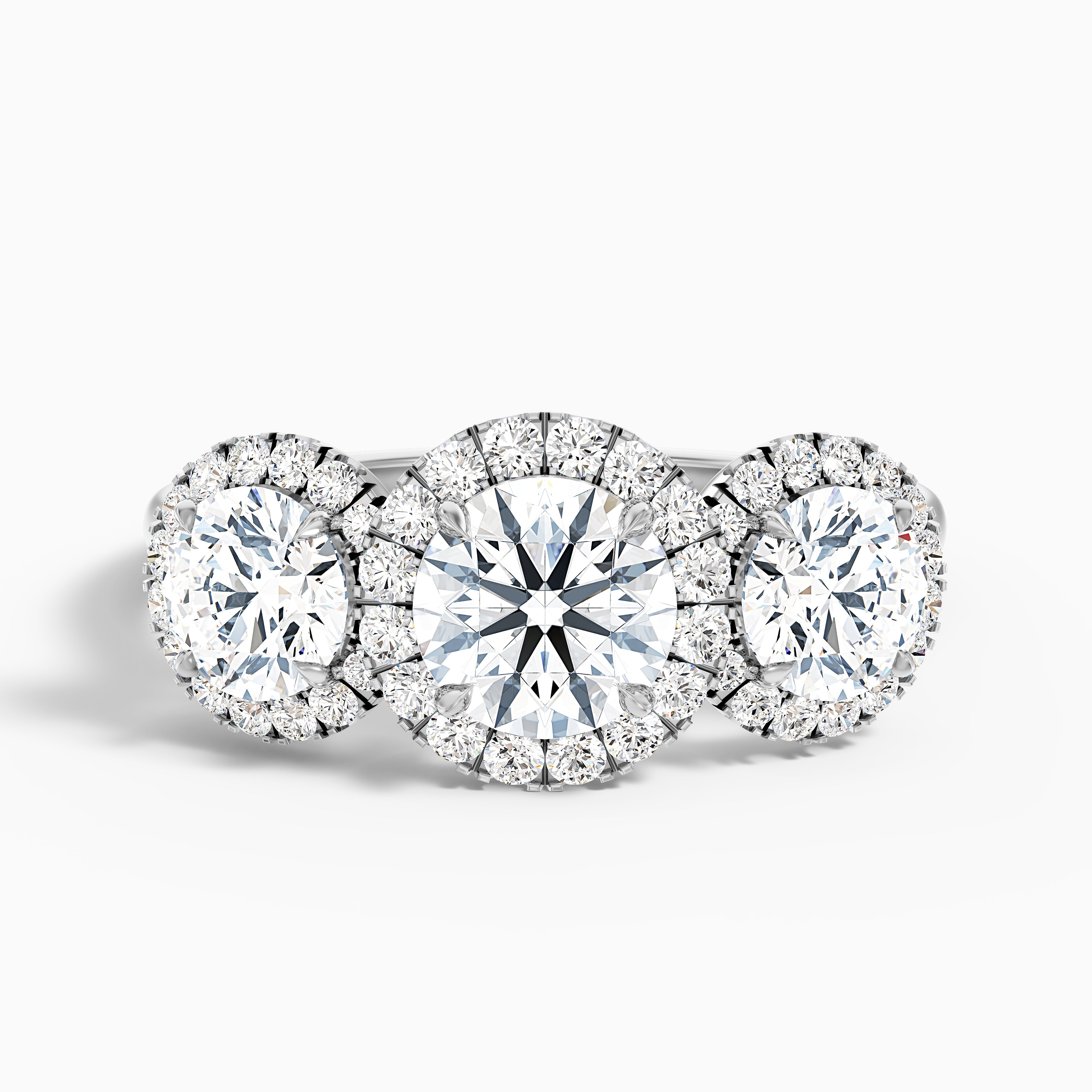 Kelsey Round Three Stone With Halo Lab Grown Diamond Ring