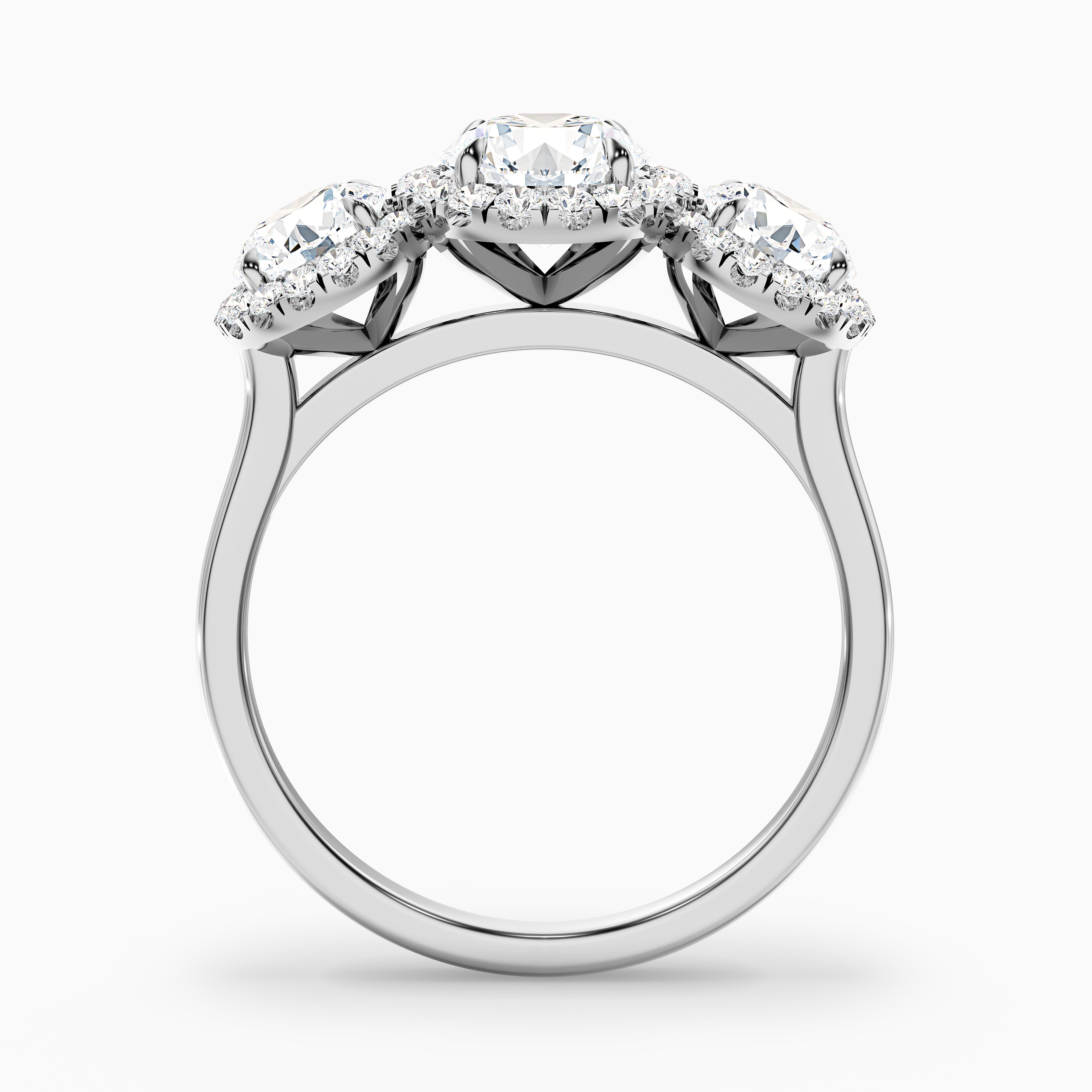 Kelsey Round Three Stone With Halo Lab Grown Diamond Ring