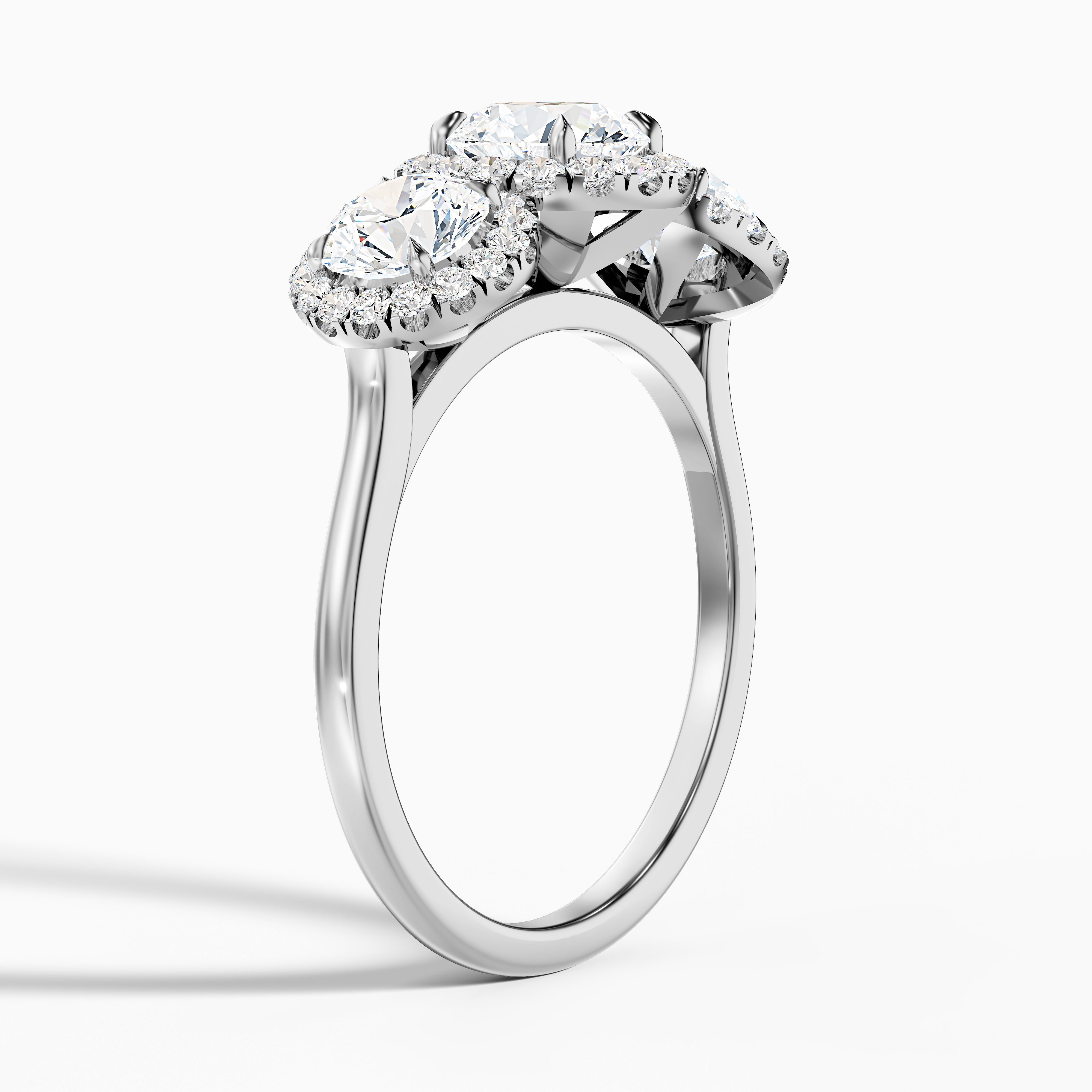 Kelsey Round Three Stone With Halo Lab Grown Diamond Ring