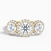 Kelsey Round Three Stone With Halo Lab Grown Diamond Ring