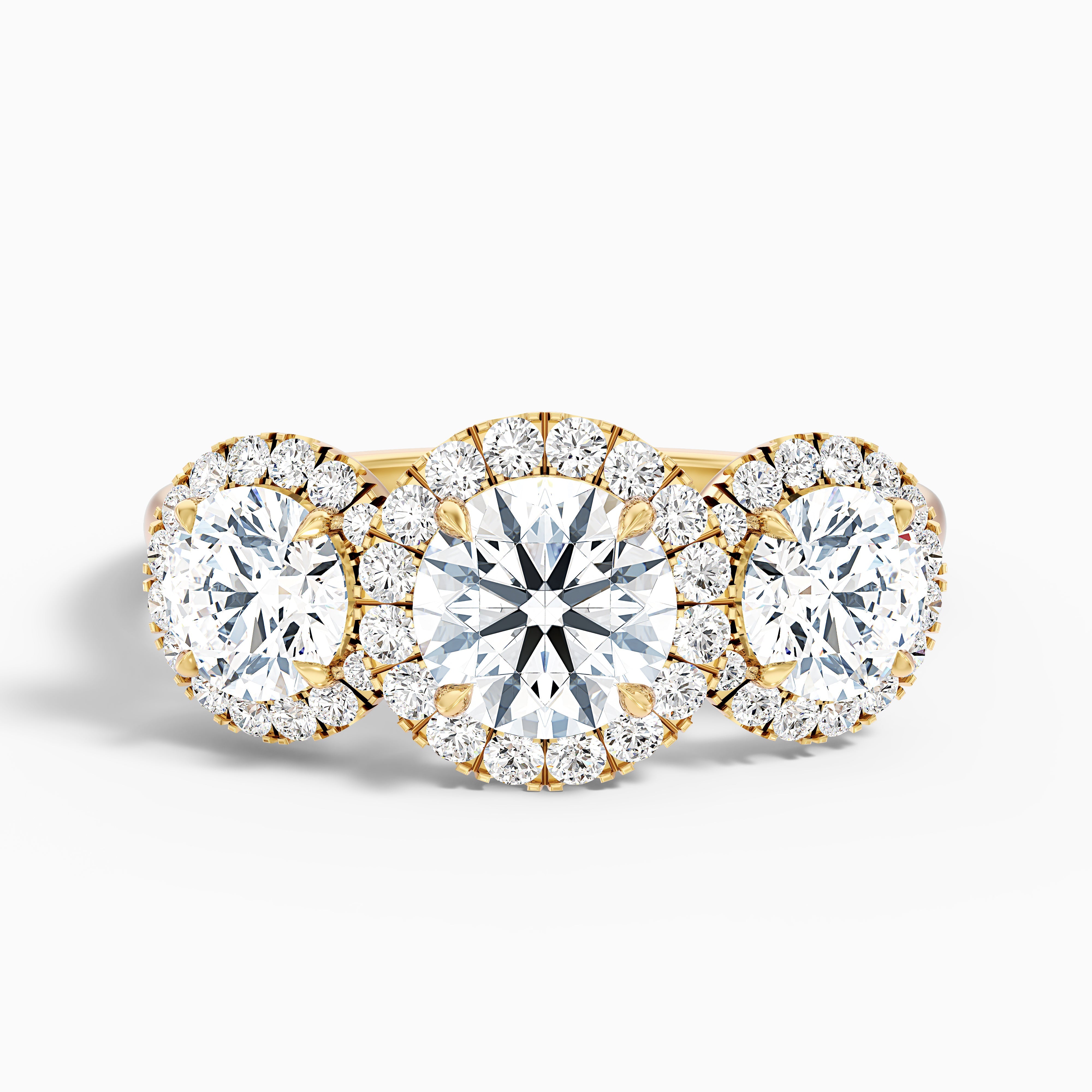 Kelsey Round Three Stone With Halo Lab Grown Diamond Ring